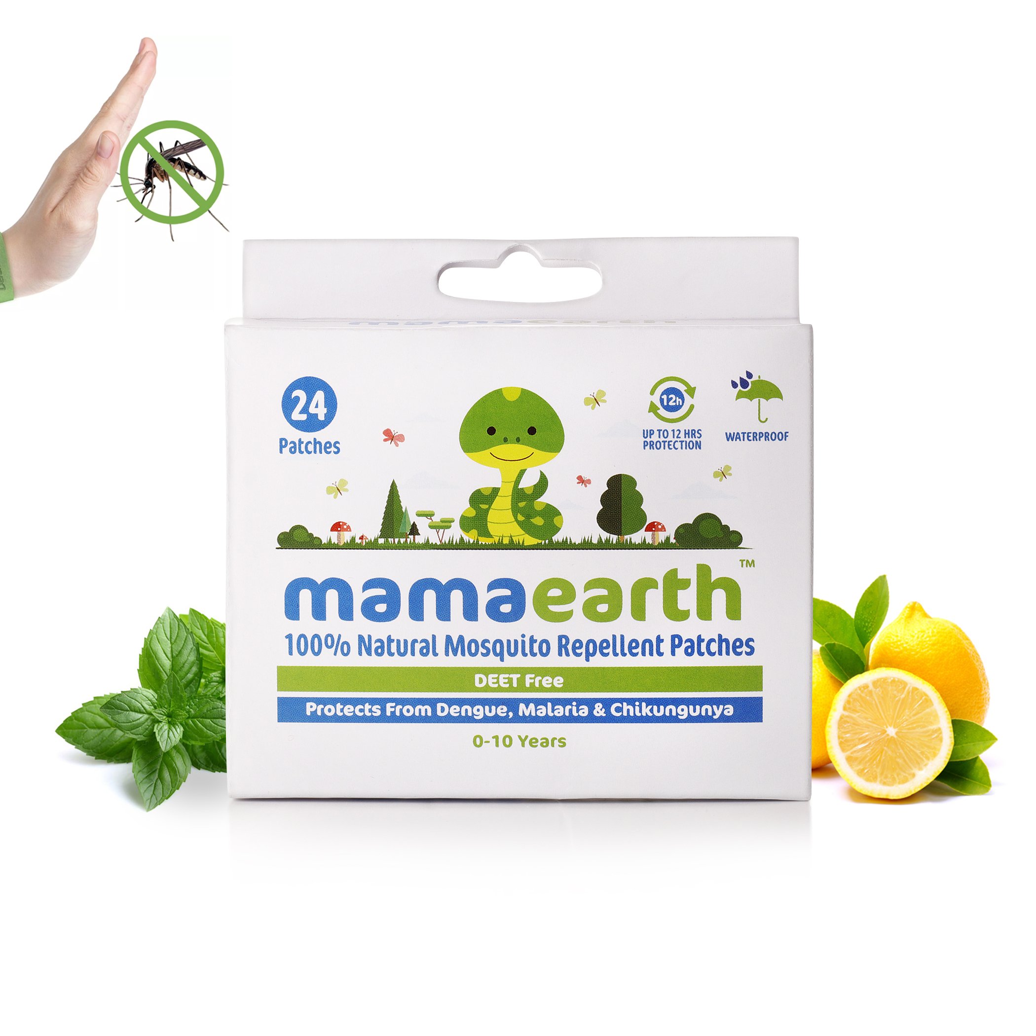Mamaearth Natural Mosquito Repellent Patches for Babies - 12 Hour Protection, Safe & Non-Toxic, White (Pack of 1) | Ideal for Outdoor Play, Travel & Camping with Infants