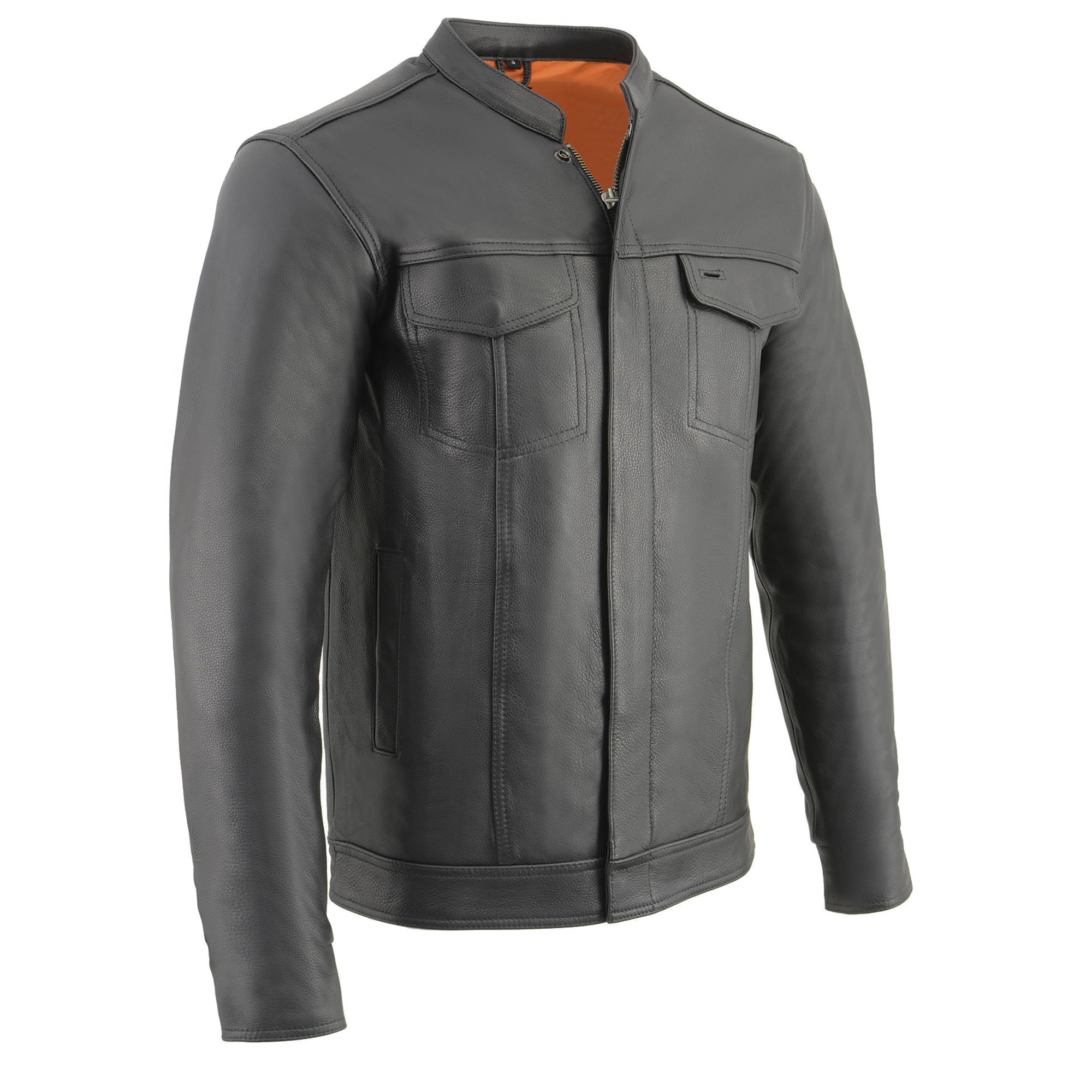 Men's SOA Leather Shirt Jacket - Heavy Duty Protective Biker Jacket with Dual Inner Gun Pockets | Genuine Naked Cowhide | MLM1610 | Perfect for Motorcycle Riding, Outdoor Adventures & Casual Wear