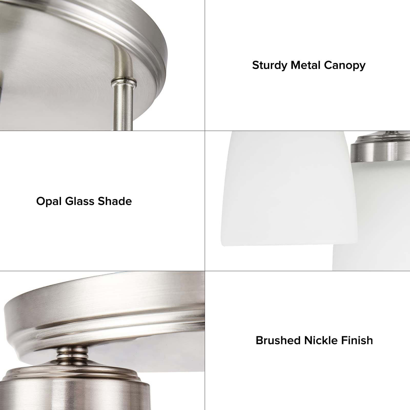 GZBtech 3-Lights Semi Flush Mount Ceiling Light Fixture - Modern Brushed Nickel Finish, Opal Glass Shades - Perfect for Entryway, Hallway, Kitchen, Closet, Dining Room, Laundry & Bedroom Lighting | Dimmable LED Compatible for Cozy Ambiance