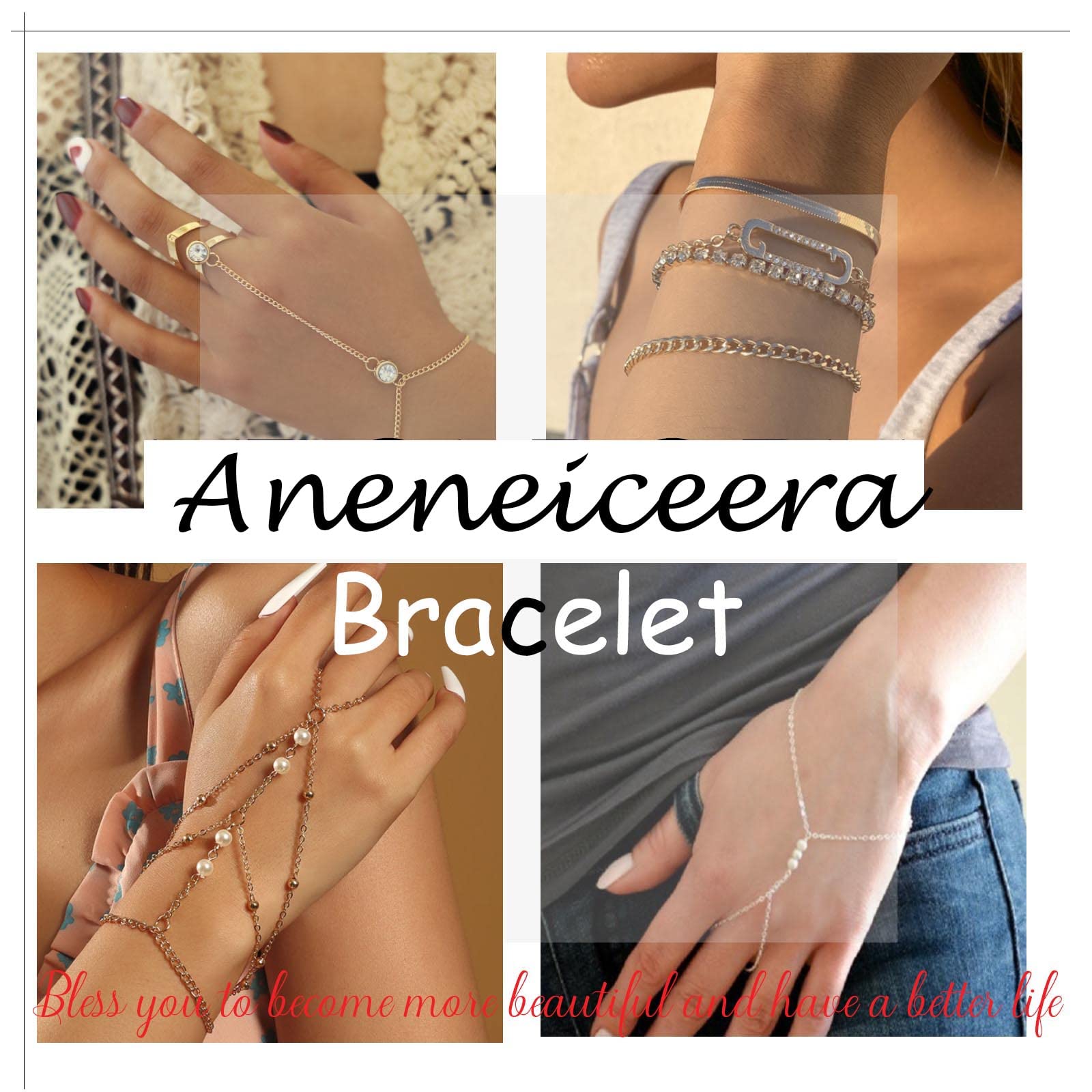 Layered Moon Star Bracelet - Gold Rhinestone Tennis Chain Cuff Bracelet Set for Women, Vintage Crystal Hand Chain Jewelry, 4Pcs - Perfect for Parties, Weddings & Everyday Wear