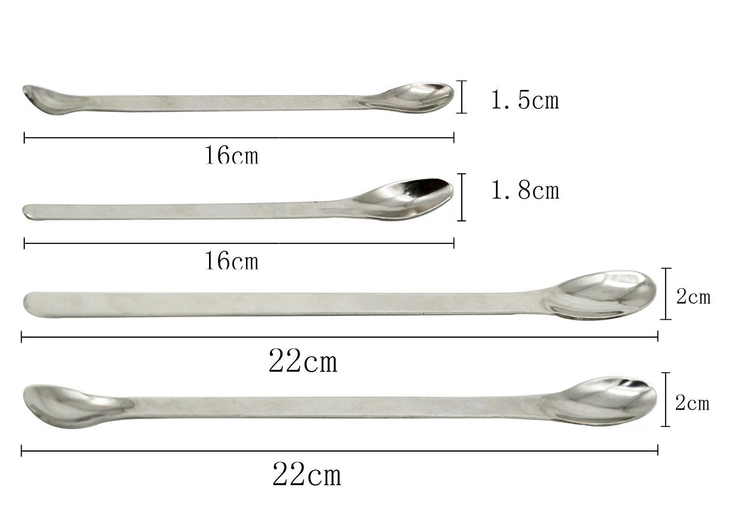Premium Stainless Steel Micro Scoop Set - 2Pcs (22cm & 16cm) for Lab Sampling, Reagent Measuring, Pharmacy Powder Scooping | Ideal for Chemistry Experiments, Medical Dispensing & Bar Mixing Tools