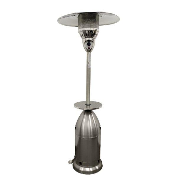 Tall Tapered Stainless Steel Patio Heater with Table - Outdoor Heating Solution for Garden, Deck & Backyard Gatherings
