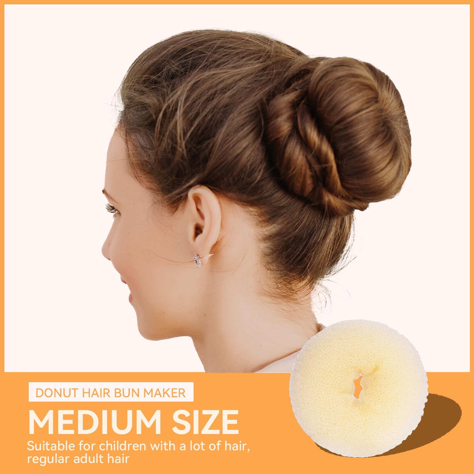 YaFex 3-Piece Hair Bun Maker Set (Small, Medium, Large) with 6 Hair Elastics & 1 Bag Hairpins - Blonde Nylon Hair Donut for Quick Updos, Ponytails, and Ballet Hairstyles