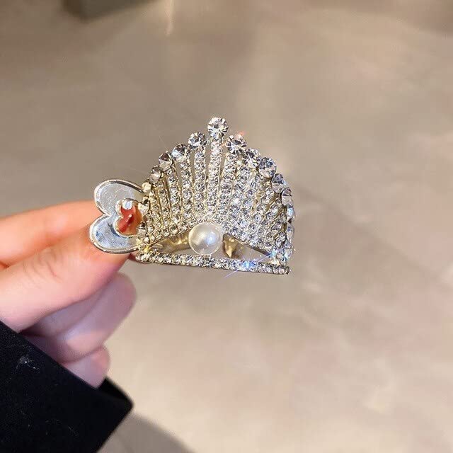 Sparkling Starvis Pearl Hair Clip with Rhinestones - Elegant Crown-Shaped Hair Accessory for Women & Girls - Perfect for Weddings, Parties, and Special Occasions