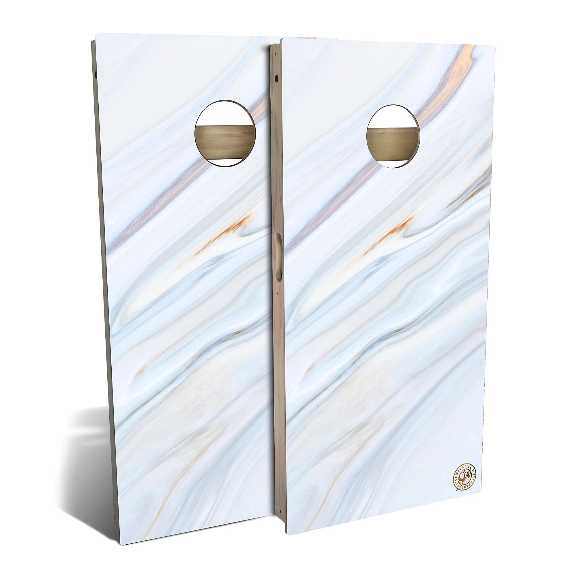 Skip's Garage Blue Marble Cornhole Board Set - Regulation Size Bean Bag Toss Game with 2 Boards & 8 Bags - Perfect for Backyard Parties, Tailgating, and Outdoor Family Fun
