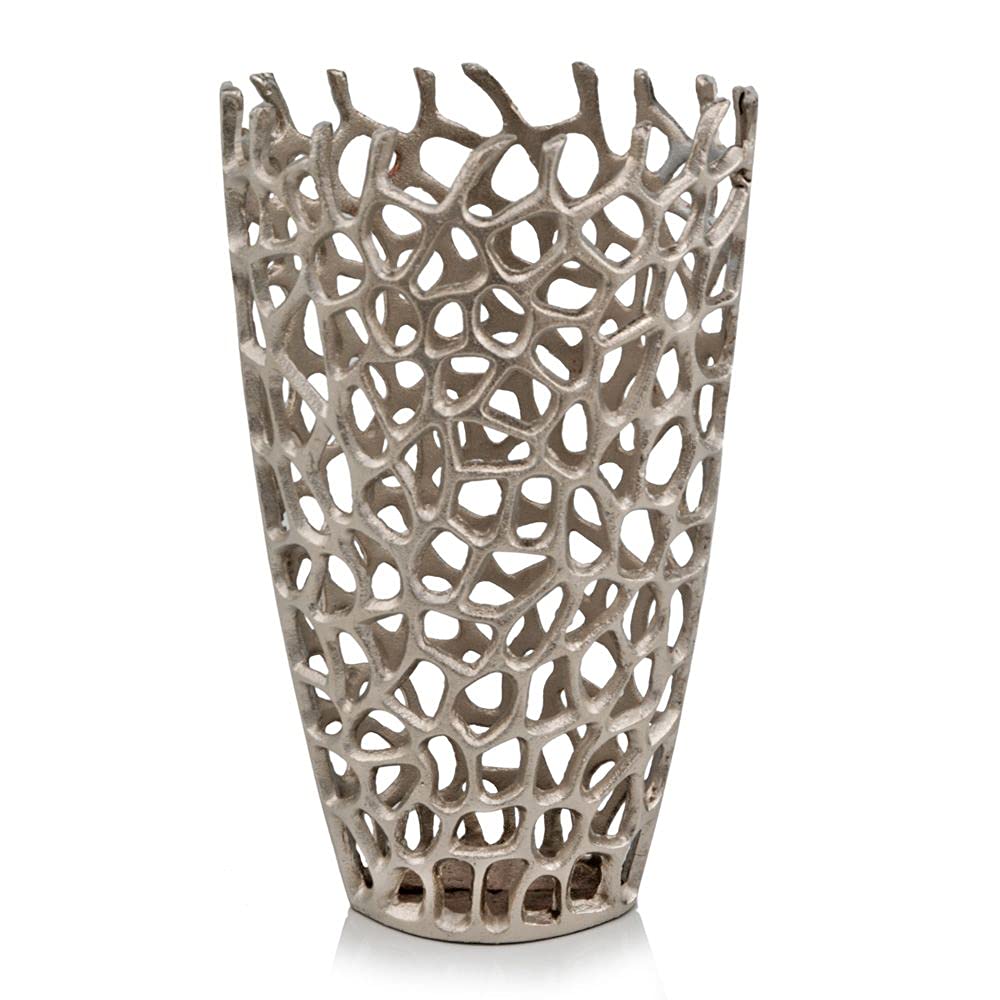 Modern Silver Twig Table Vase - Elegant 15.25