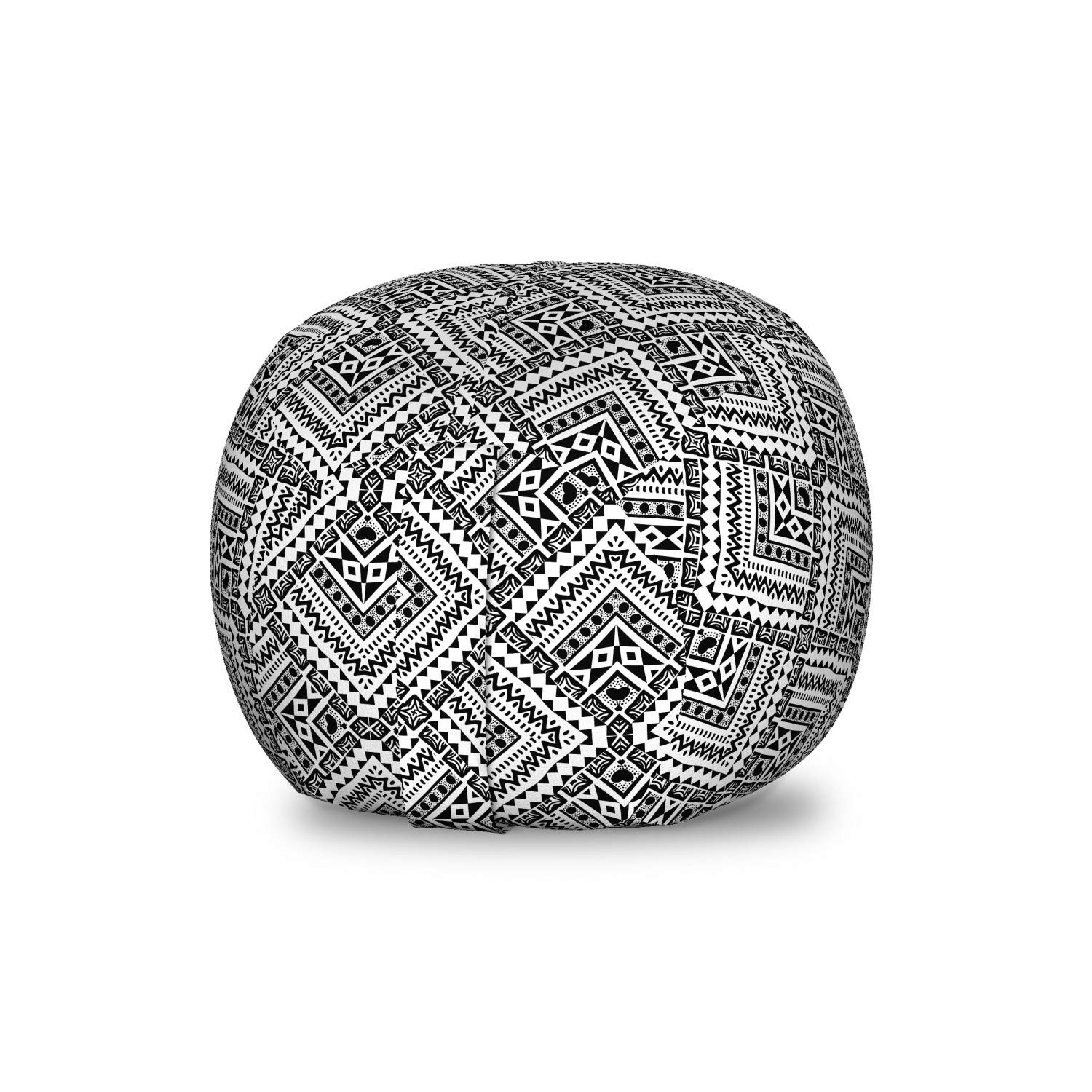 Ambesonne Black and White Storage Toy Bag Chair - Washable Stuffed Animal Organizer with Abstract Geometric Patterns (Rhombus, Chevron, Dots) - Compact Kids' Room Decor for Playroom, Bedroom or Nursery Organization
