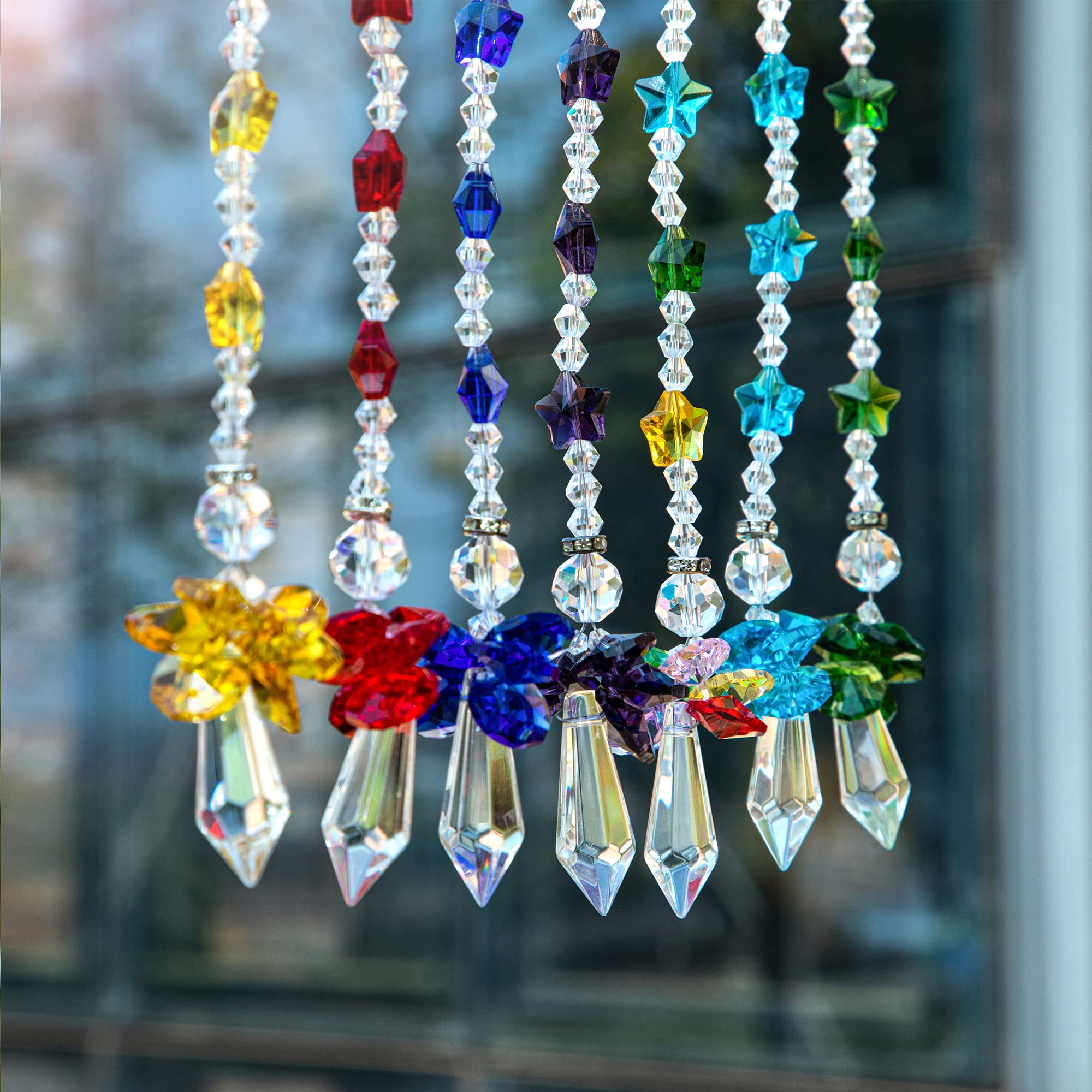 7-Piece Crystal Glass Guardian Angel Rainbow Maker Sun Catcher Set - Handmade Suncatchers for Windows, Gifts & Home Decor - Create Stunning Rainbows in Your Living Room, Bedroom or Garden