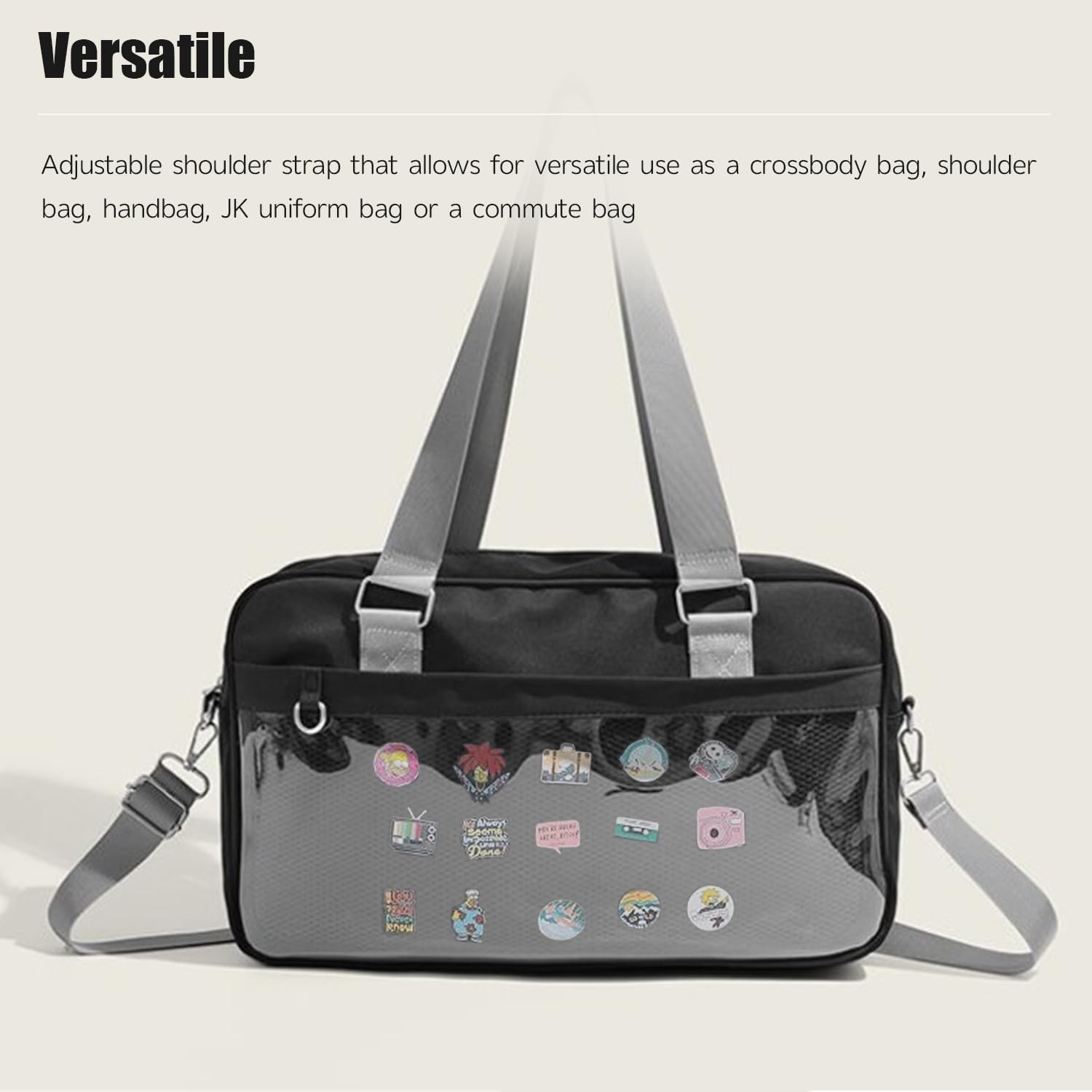 WAYUTO Ita Bag Crossbody Messenger Shoulder Bag - Kawaii Pin Display Purse with Insert for Anime Cosplay | Perfect for Conventions, School & Daily Use