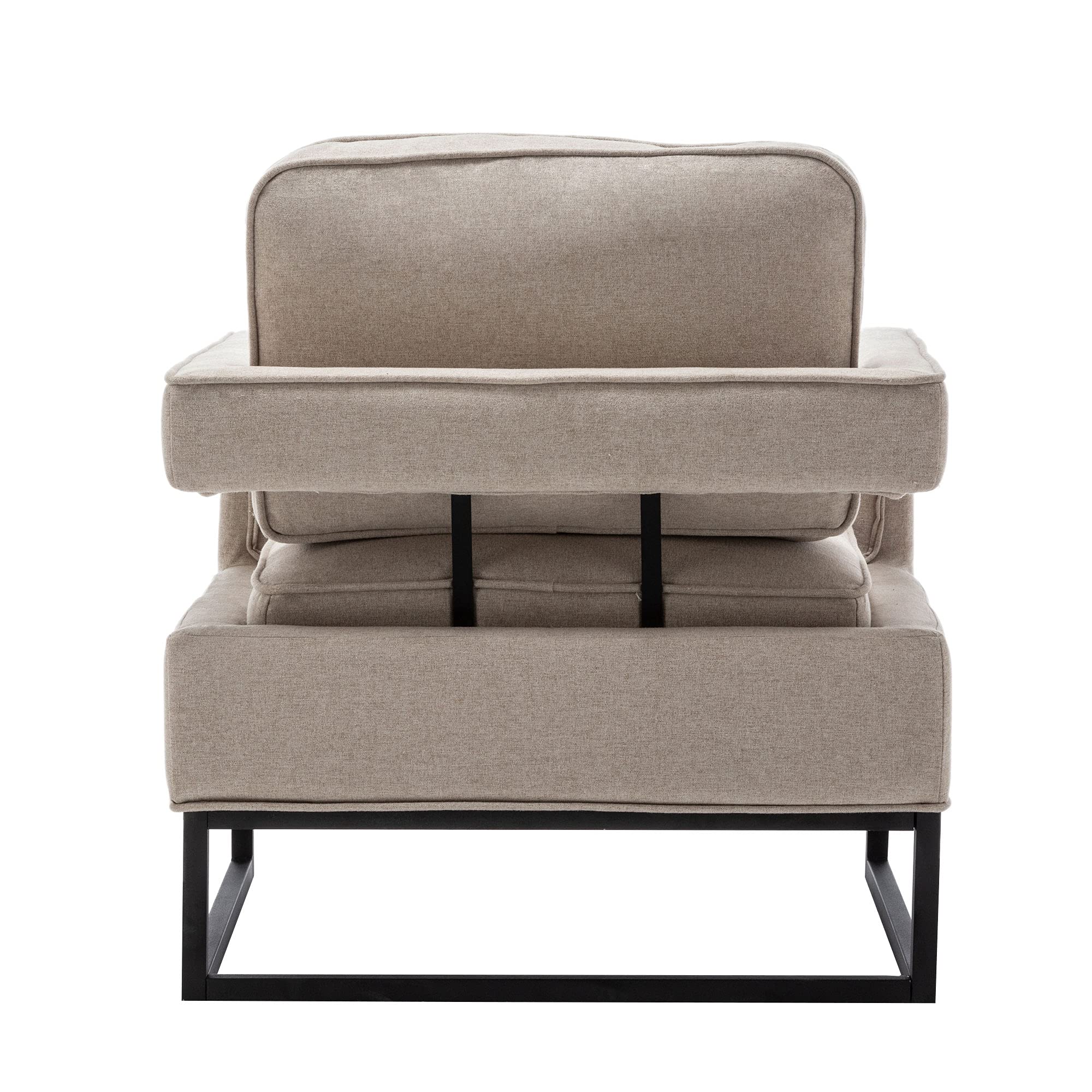 Modern Accent Chair Mid Century Armchair with Removable Cushion - Upholstered Lounge Chair for Living Room, Bedroom & Reception - Beige - Perfect for Relaxing, Reading or Adding Stylish Seating to Any Space
