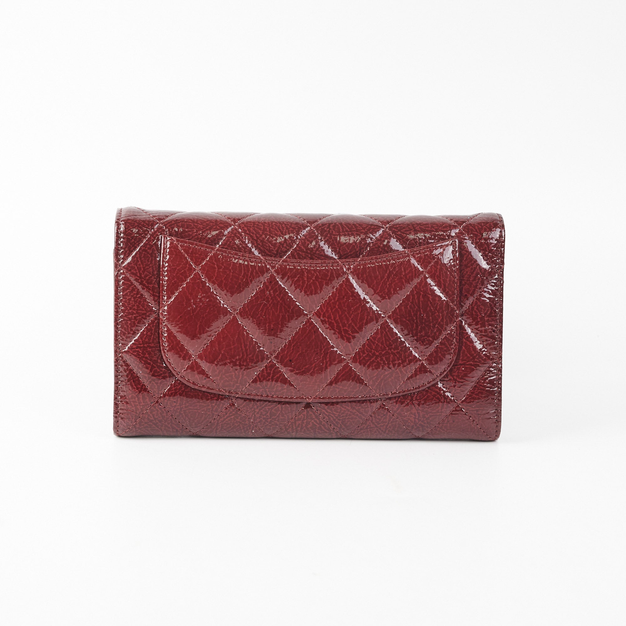 Chanel Long Quilted Patent Leather Burgundy Wallet for Women | Luxury Designer Card Holder & Money Organizer | Perfect for Everyday Use, Travel, and Gifting