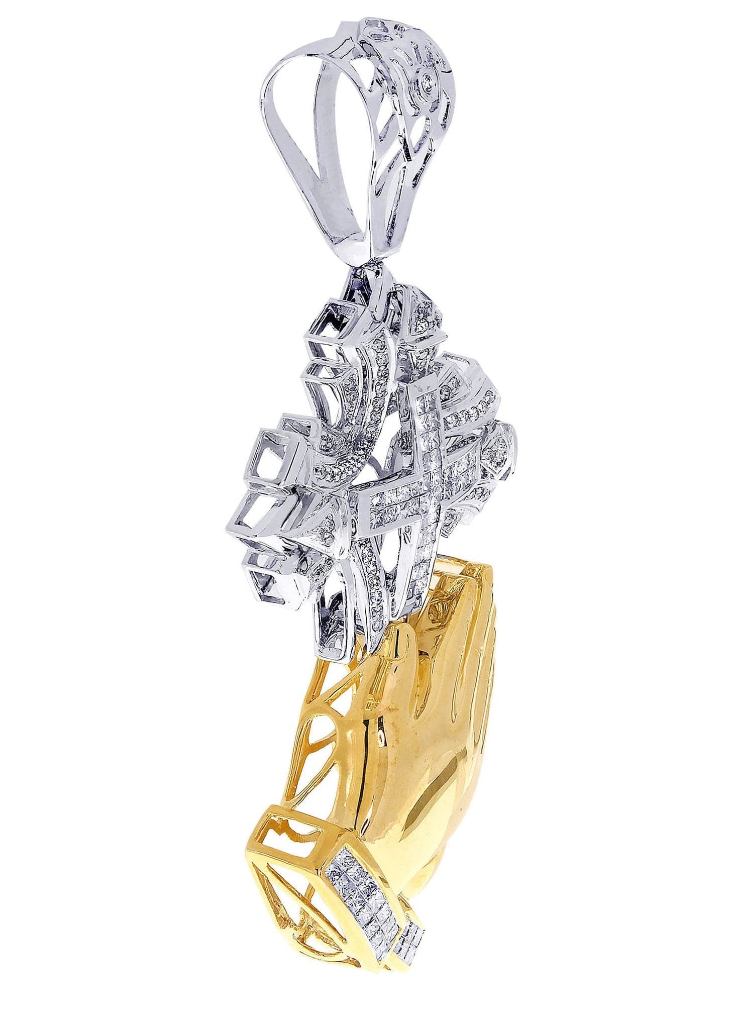 3.1 Carat Diamond Cross Pendant Necklace - 34.13 Grams Solid Gold Religious Jewelry for Women & Men - Perfect for Baptism, First Communion, Confirmation & Everyday Wear