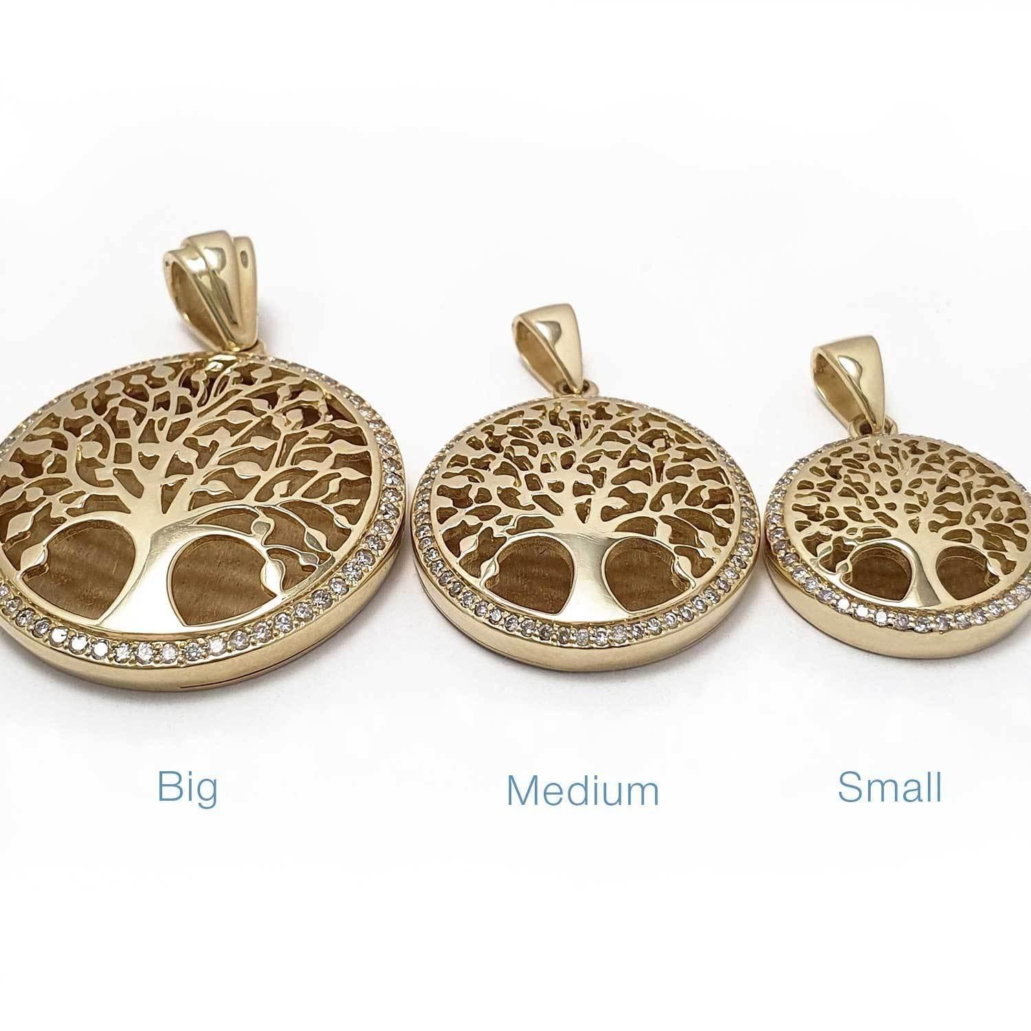 14K Yellow Gold Tree of Life Diamond Pendant Necklace - Handmade Jewelry from Jerusalem - Perfect for Women's Gifts, Anniversaries & Spiritual Occasions