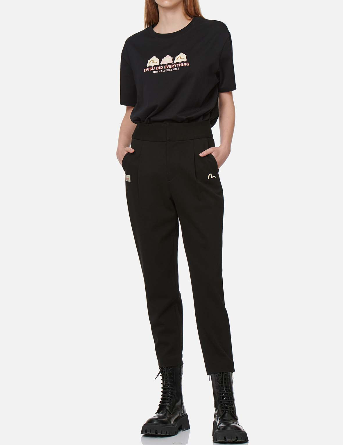 Seagull Embroidered Taper Pants for Women - High Waist Slim Fit Casual Trousers - Perfect for Beach Outings, Summer Travel & Boho Style Outfits