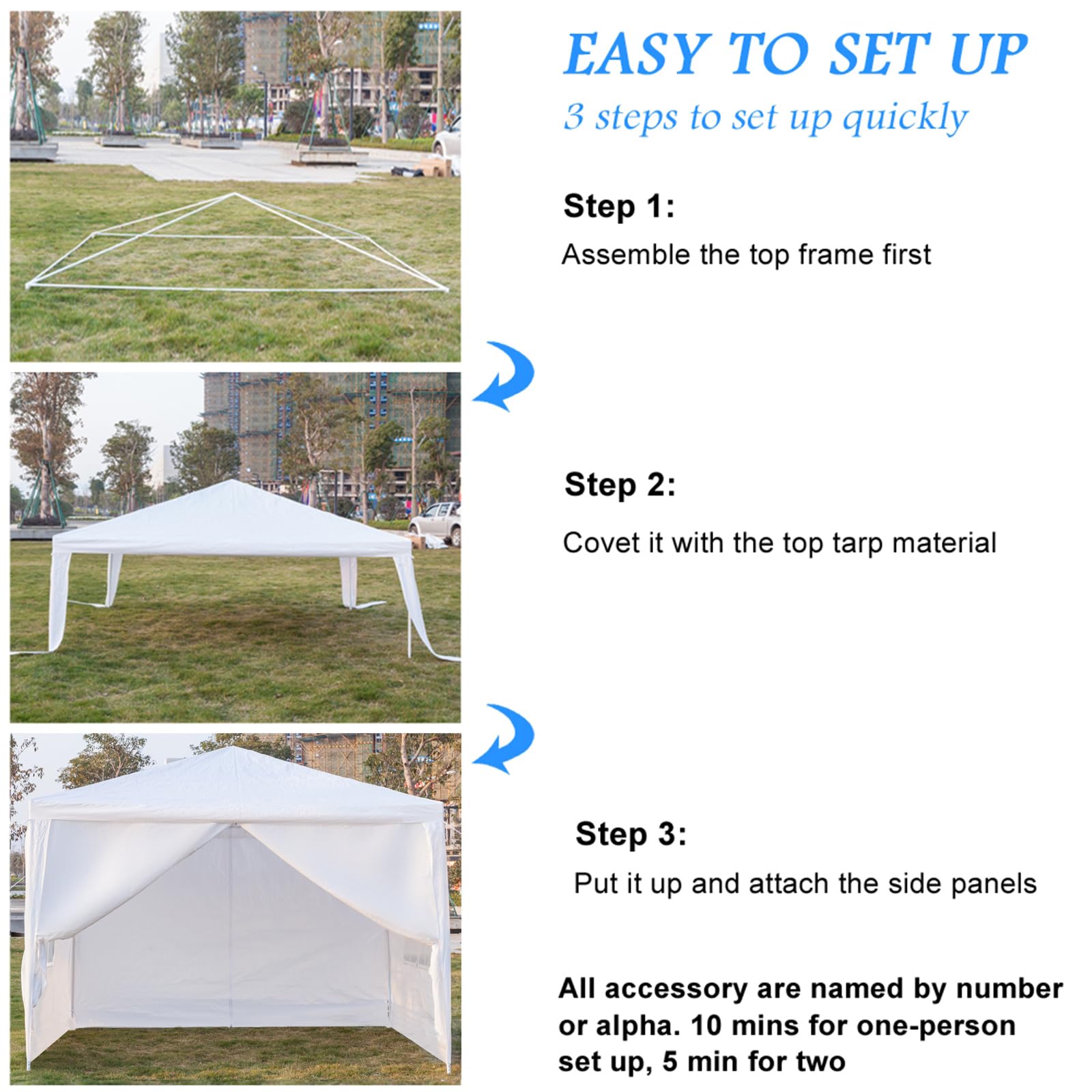 10'x10' Waterproof Outdoor Gazebo Canopy Tent with Removable Side Walls & Spiral Tubes - Perfect for Weddings, Parties, Camping, Market Stalls & Commercial Use - Heavy Duty Shelter for All Weather Conditions