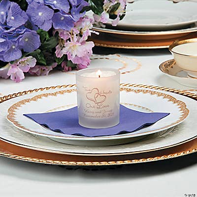 Personalized Two Hearts Glass Votive Candle Holders - 12 PCS Set with Custom Stickers for Weddings, Anniversaries & Romantic Decor - Premium Quality Gift for Couples & Home Decor