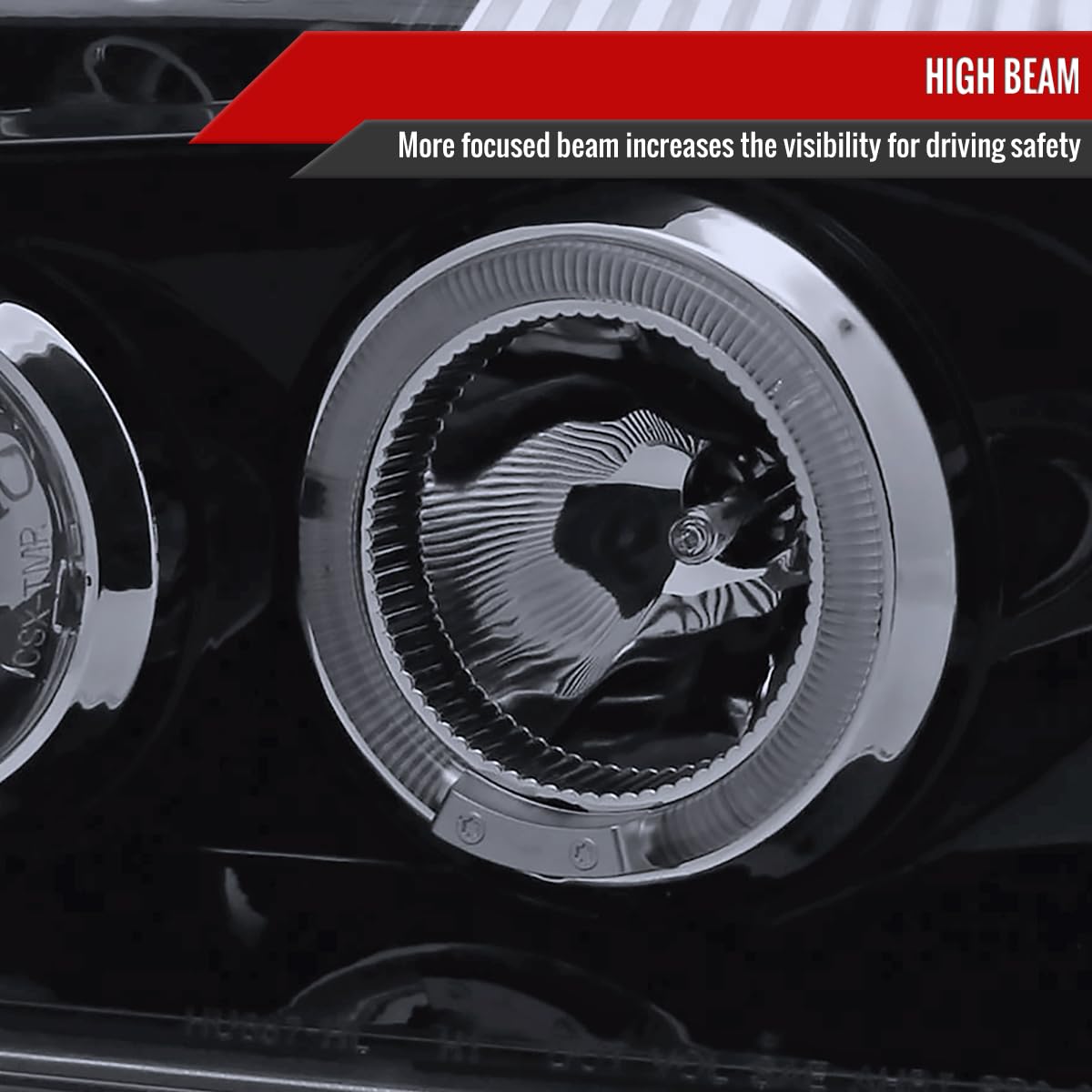 2005-2007 Dodge Magnum Glossy Black Smoke LED Halo Projector Headlights - Pair | High Performance Replacement Headlights for Night Driving & Custom Car Styling