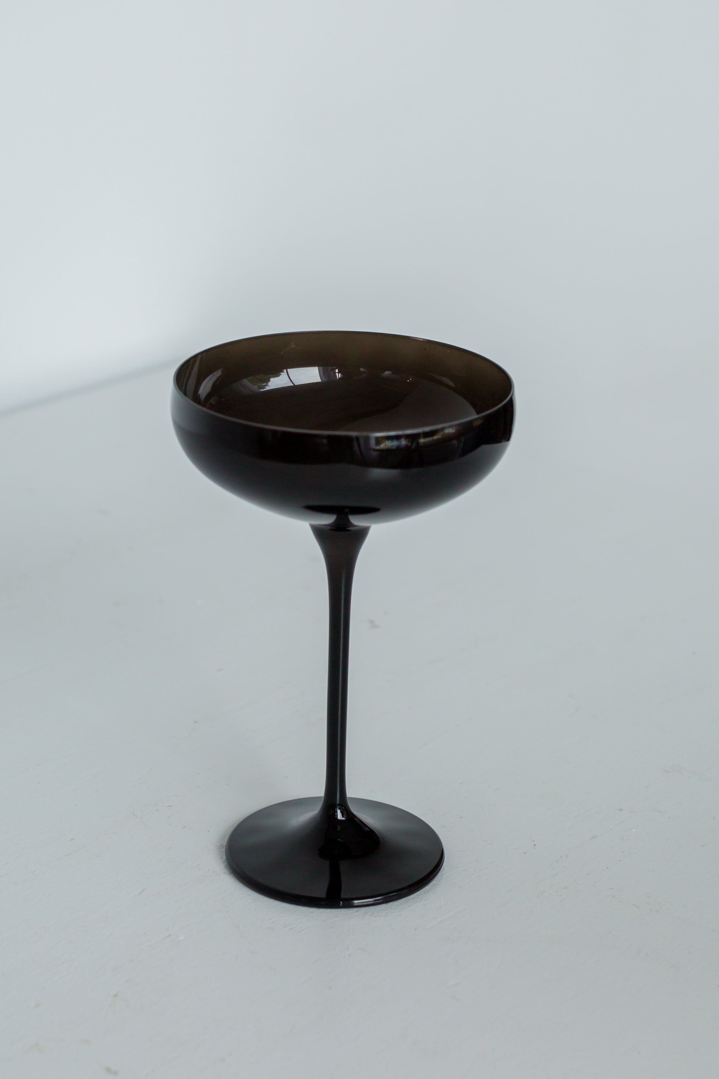 Estelle Colored Champagne Coupe Glasses Set of 2 - Elegant Black Onyx Stemware for Wedding Toasts & Cocktail Parties