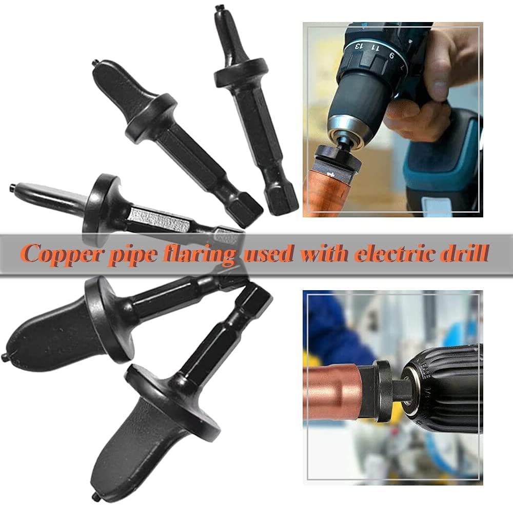 5 Pcs Swaging Tool Drill Bit Set - 1/4 Inch Hex Shank Copper Pipe Swagging Bits for AC Tube Expansion & Flaring | HVAC Repair Kit for Copper Tubing Installation & Maintenance