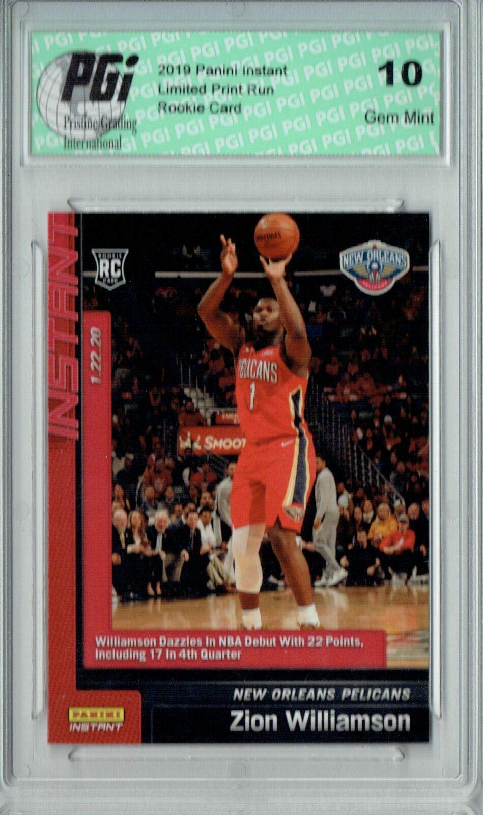 Zion Williamson 2019 Panini Instant #76 NBA Debut Rookie Card PGI 10 Graded - Limited Edition of 5629, Basketball Trading Card for Collectors & Fans - Perfect for Display, Investment, and Sports Memorabilia Collections