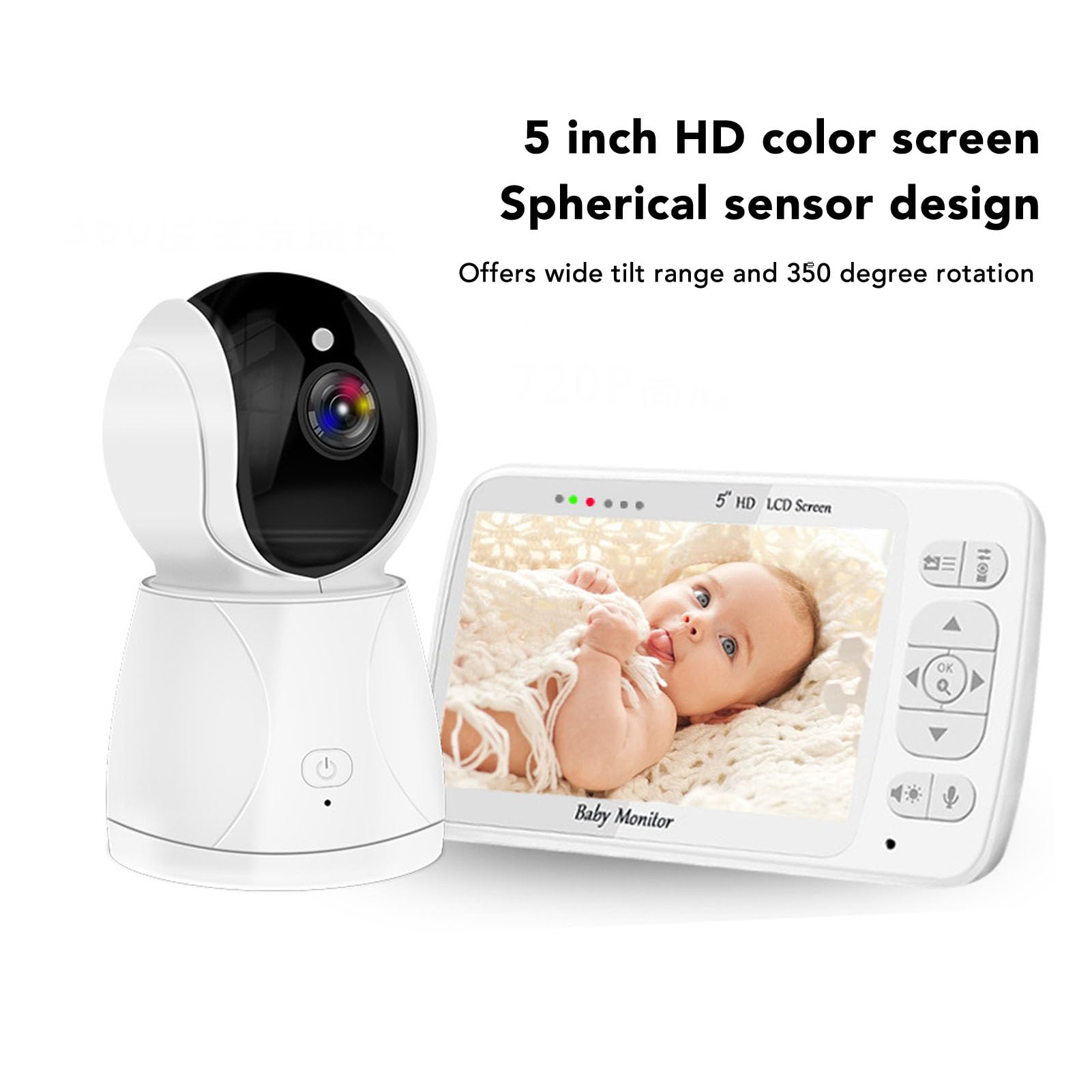 **Baby Monitor with Video, Motion Detection & Night Vision - 110-250V US Plug, Wide Angle View for Home Security - Perfect for Nursery, Bedroom & Travel**