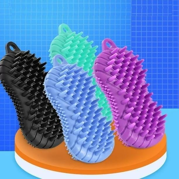 TERXA Silicone Body Scrubber - Exfoliating Bath Brush with Soft Bristles for Smooth Skin | Scalp Massager & Shower Brush | Perfect for Sensitive Skin & Spa Days (Pack of 1, Multicolor) | Ideal for Daily Shower, Exfoliation & Relaxing Massage