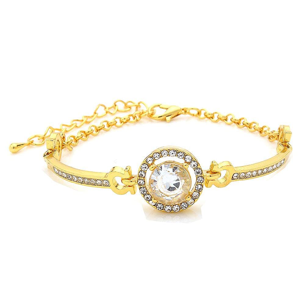 14K Gold Bracelets for Women - Rose Gold & Gold Bangle Bracelets | Fashion Heart Zircon Rhinestone Ladies Bracelet | Perfect for Gifts, Anniversaries & Everyday Wear
