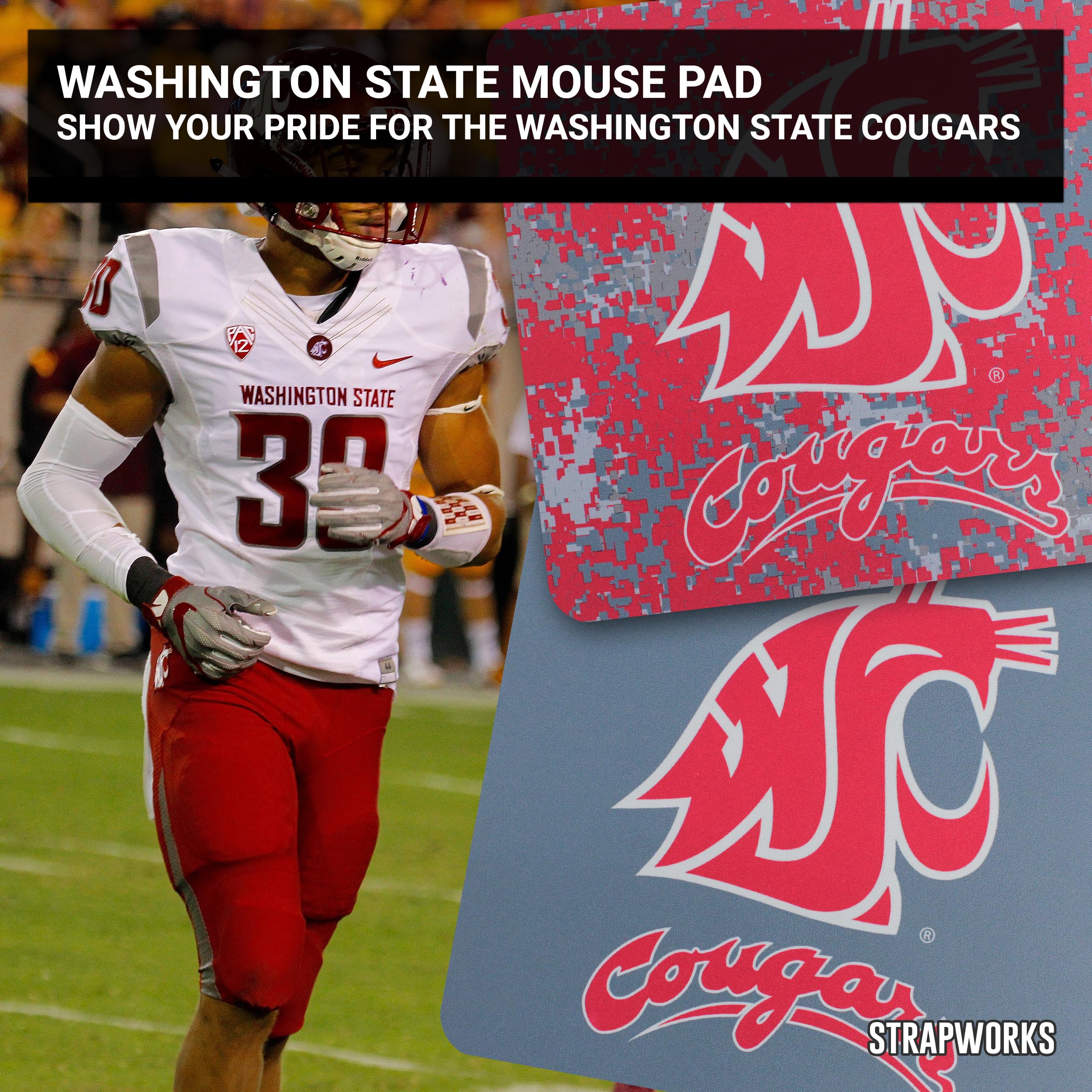 Washington State University Cougars Mouse Pad - Officially Licensed Collegiate Team Gear - Perfect for Home, Office & Gaming Setup