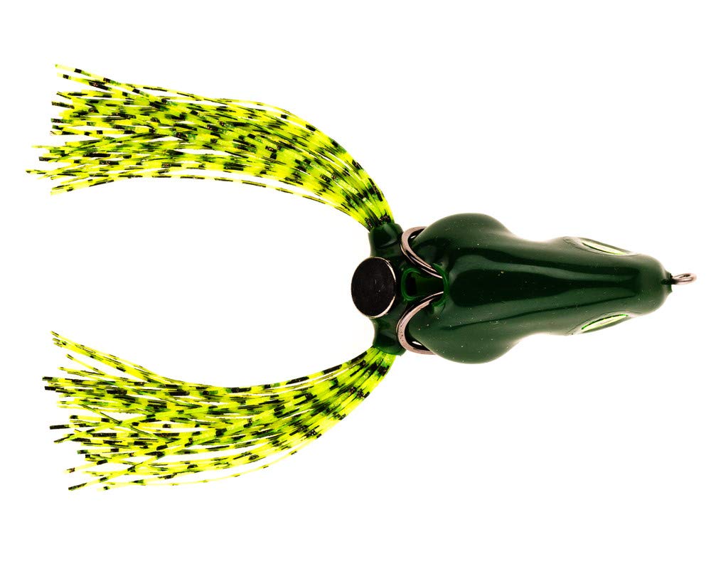 Scumdog Topwater Bass Fishing Hollow Body Frog Lure with Weedless Hooks - Realistic Frog Bait for Freshwater Fishing, Perfect for Weedy Lakes & Ponds (Green/Black) - Great for Bass, Pike & Muskie Fishing in Heavy Cover