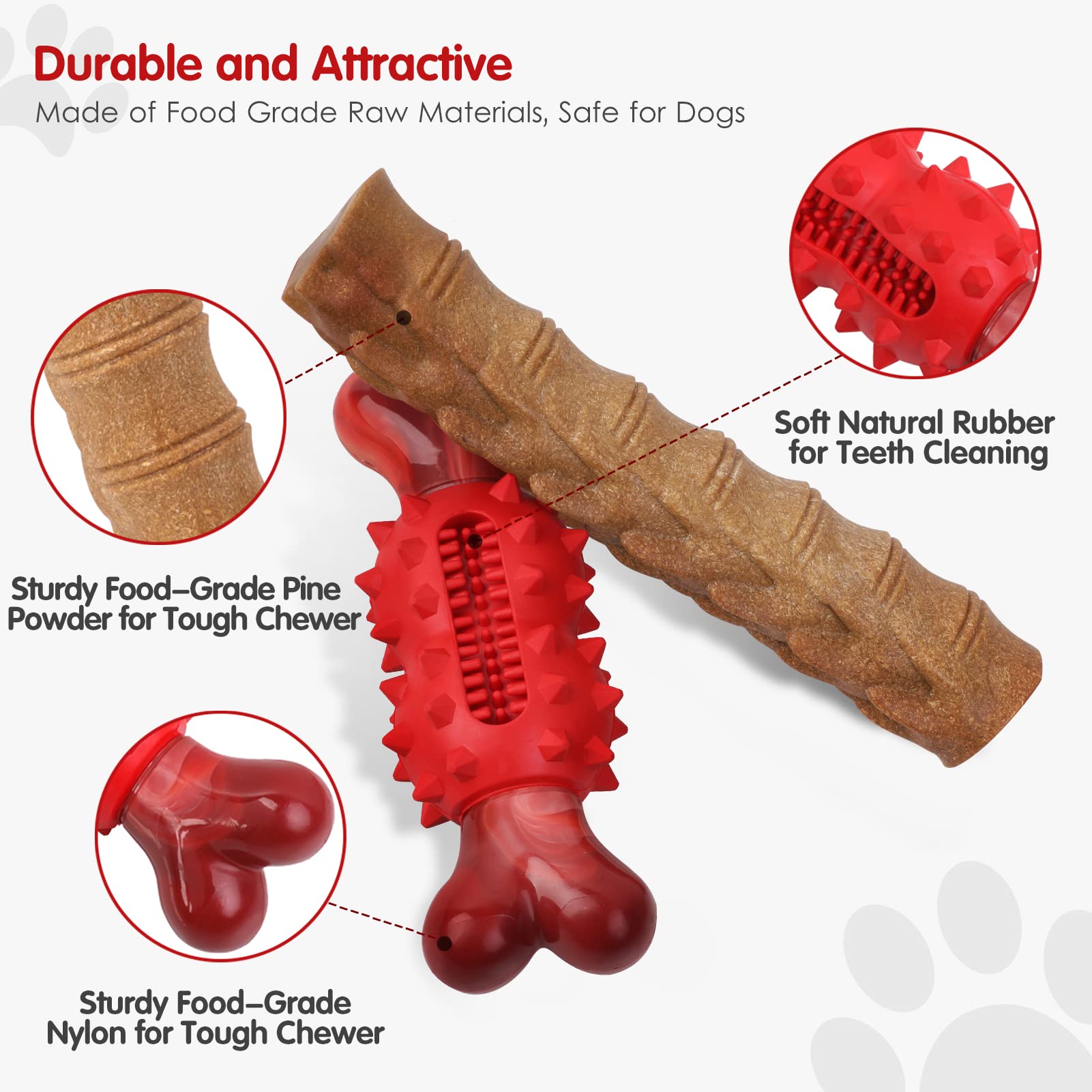 DHR 2-Pack Tough Dog Chew Toys for Aggressive Chewers - Durable Rubber & Nylon Dog Bones for Teeth Cleaning - Nearly Indestructible Chew Toy for Large Dogs - Perfect for Playtime, Training & Dental Health