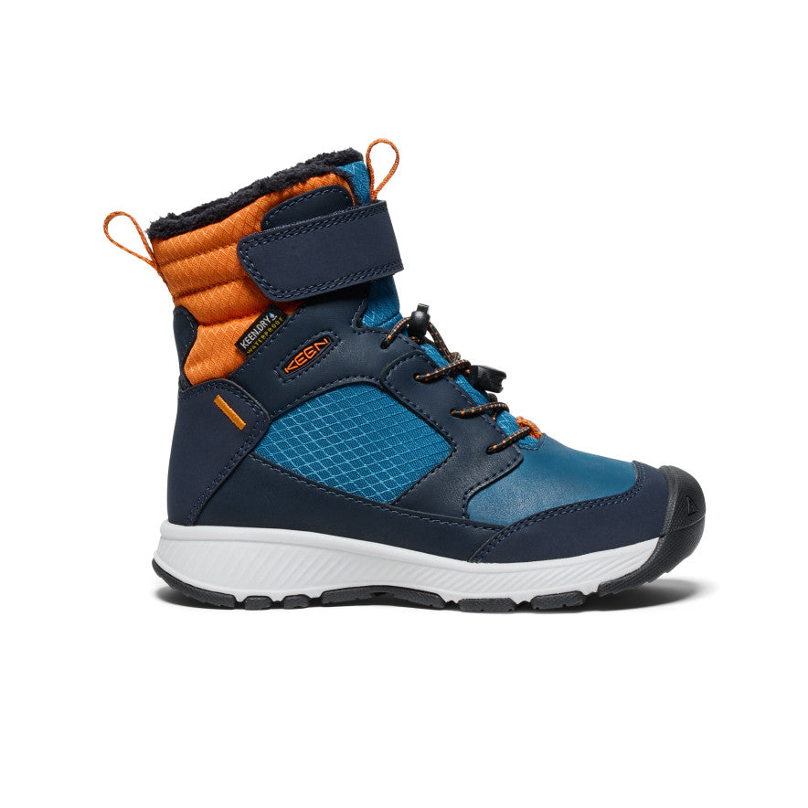 Little Kids' Skua Waterproof Winter Boots - Sky Captain/Gold Flame | Warm Snow Boots for Toddlers & Children | Perfect for Snow Play, Winter Hiking & Outdoor Adventures