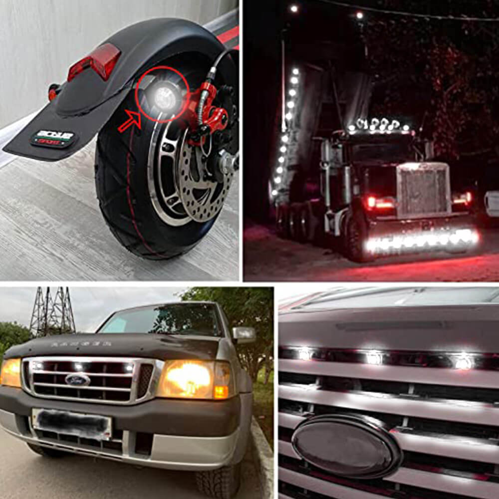 3/4 Inch Smoked LED Side Marker Lights - Round Bullet Mini Size 3LEDs for Truck & Trailer (10pcs/20pcs) - Waterproof & Durable for Night Driving & Vehicle Safety