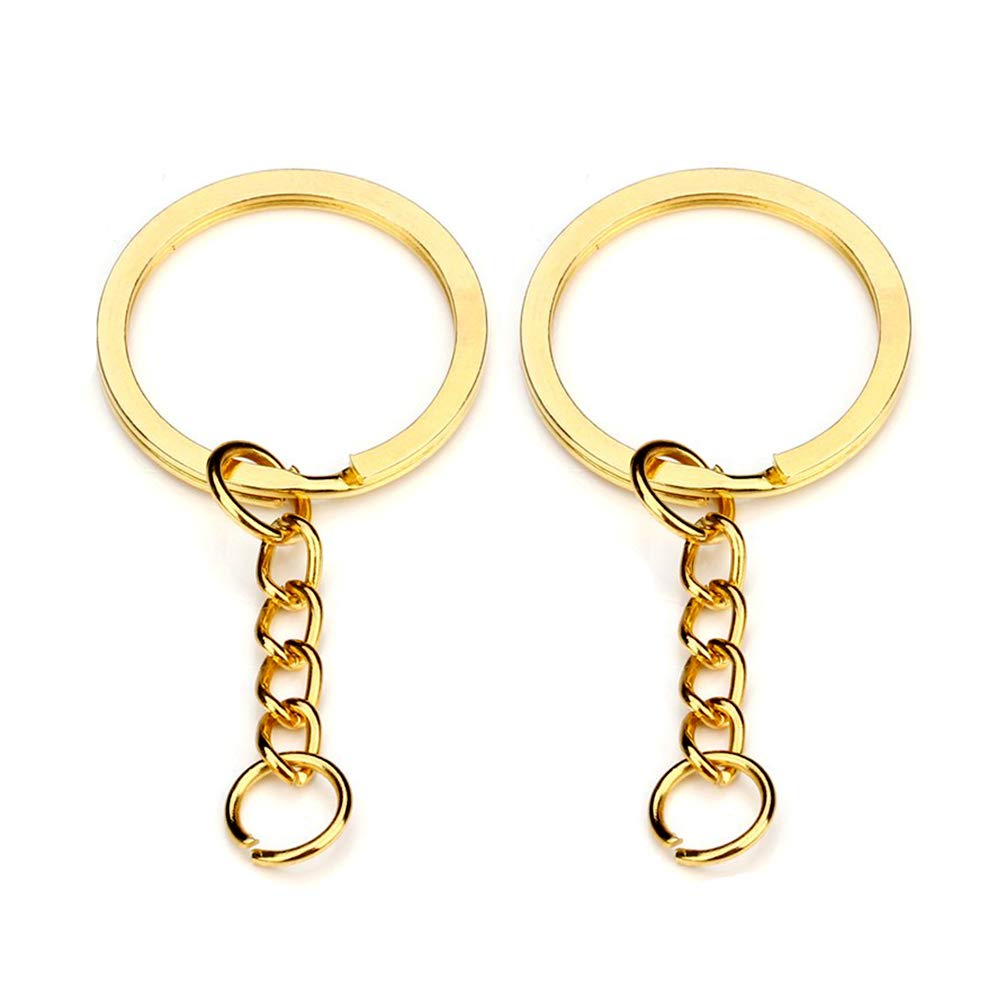 iZasky 20Pcs Split Key Rings with Chain - Stainless Steel Keychain Set in Gold/Silver/Bronze, Open Jump Rings & Connectors for DIY Crafts, Jewelry Making & Key Organization (Gold) - Perfect for Keychains, Bag Charms & Craft Projects
