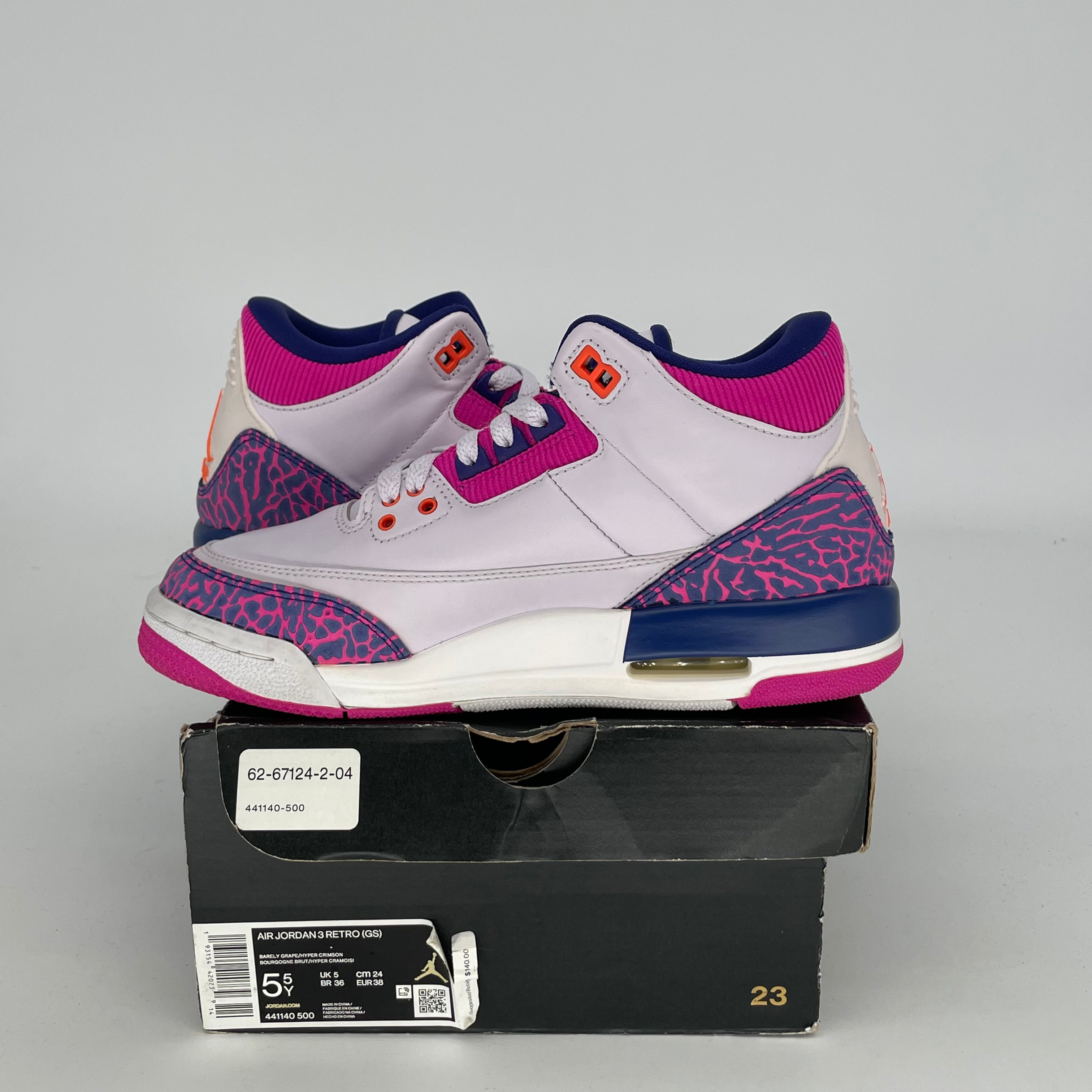 AIR JORDAN 3 BARELY GRAPE Women's Sneakers Size 5.5/7W - Retro Basketball Shoes Style 441140-500 | Perfect for Streetwear, Casual Outfits & Sneaker Collectors
