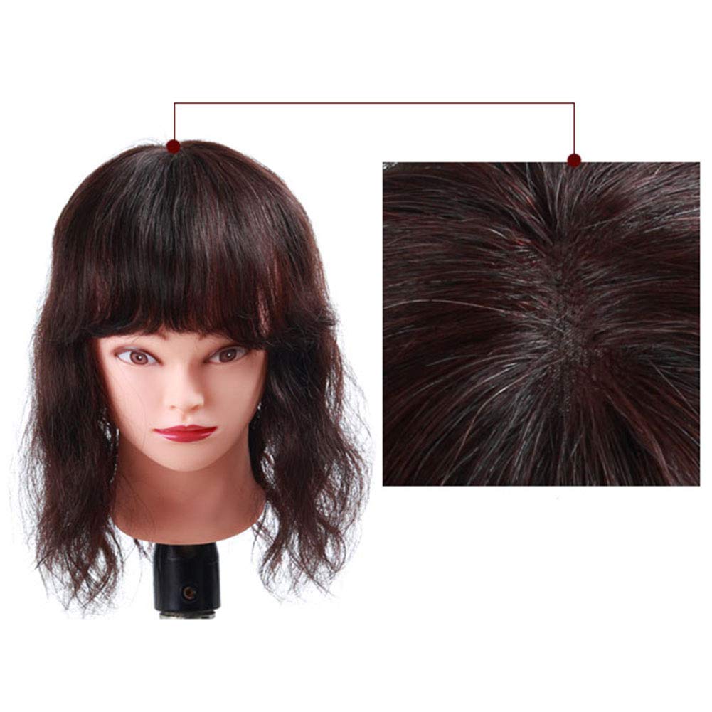12 Inch Human Hair Topper Clip - Natural Forehead Hairpiece Replacement with Slight Wavy or Straight Bangs (Black) | Perfect for Thinning Hair, Hair Loss & Styling | Daily Wear, Parties & Special Occasions