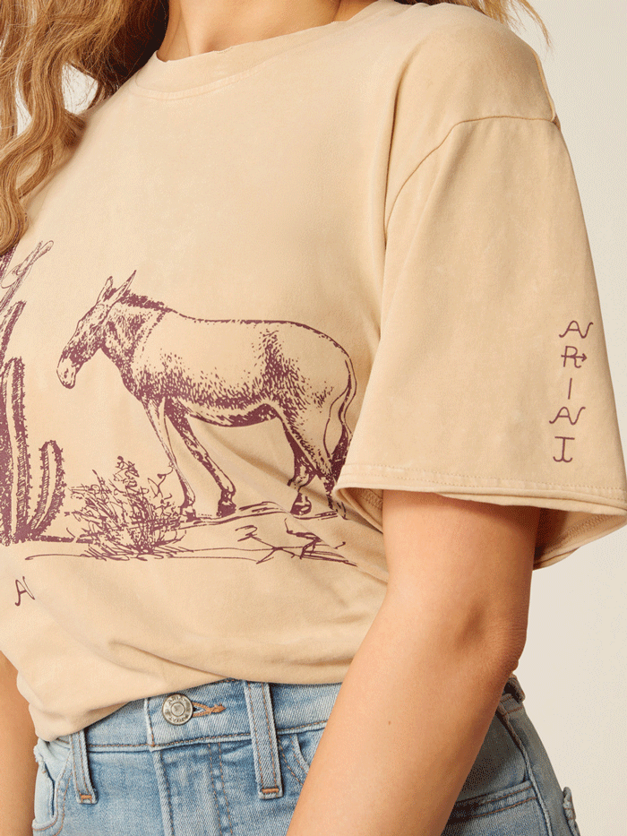 Ariat Women's Burro Tee - Soft Irish Cream Mineral Wash T-Shirt for Casual Wear & Outdoor Activities
