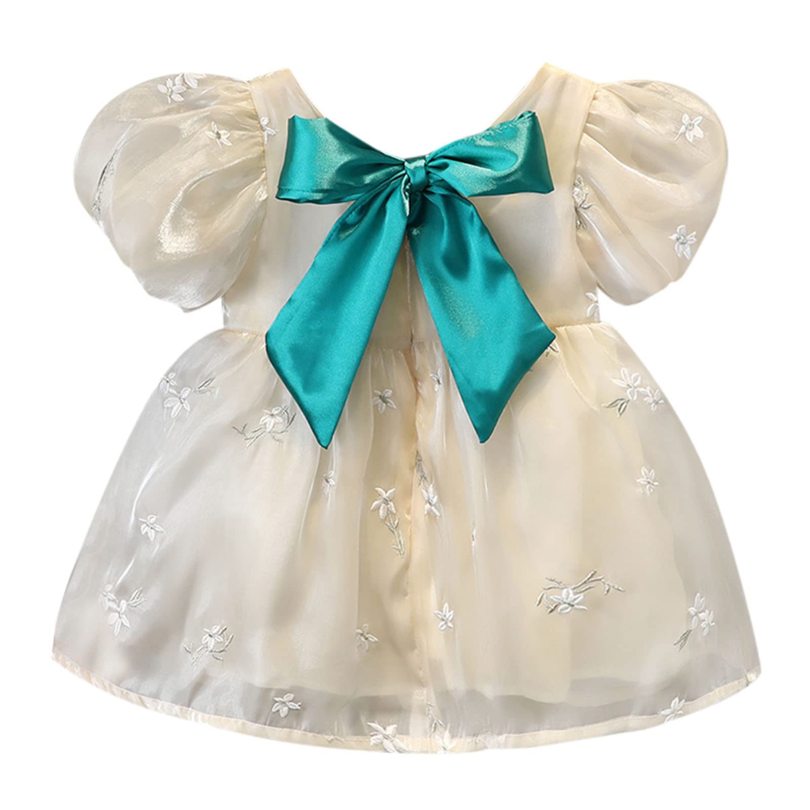 Toddler Girls Summer Princess Dress with Tulle Bow & Patchwork Design - Casual Outfit Set for Parties, Photos & Special Occasions