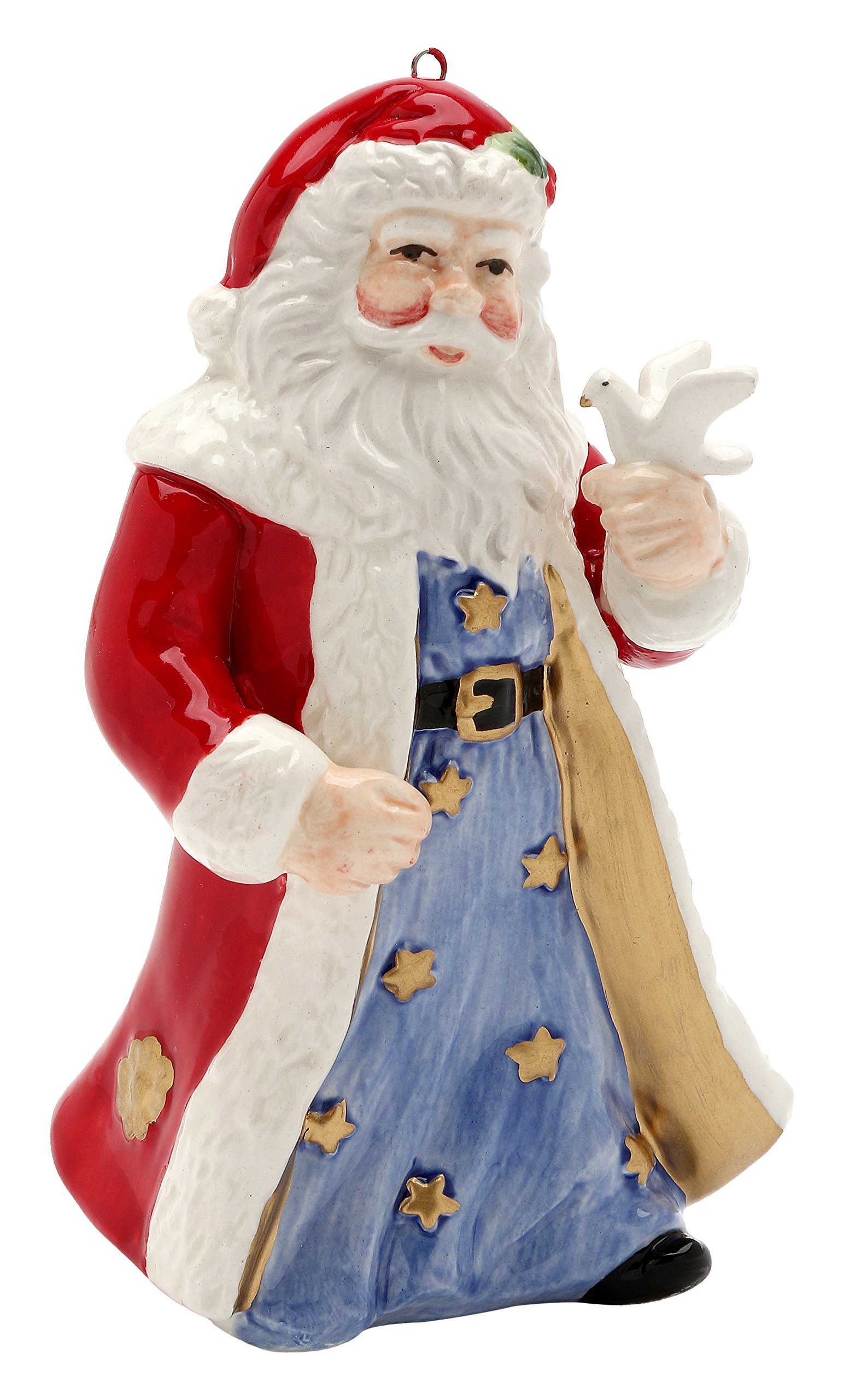 Santa with Dove Ceramic Christmas Ornament - Handmade Holiday Decoration for Tree, Gift, and Festive Home Decor