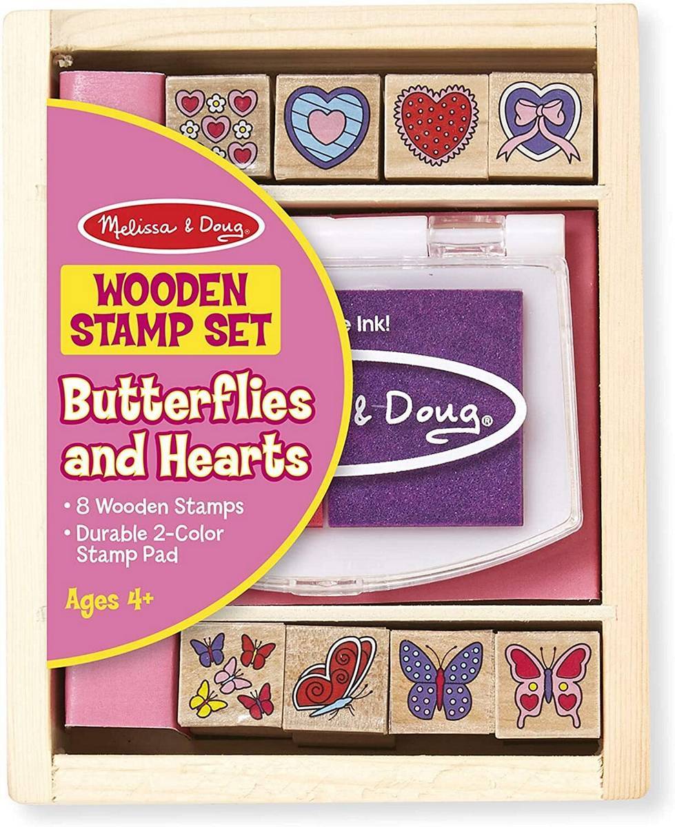 Melissa & Doug Butterfly Heart Stamp Set - 15-Piece Kids Arts and Crafts Kit for DIY Scrapbooking, Card Making & Creative Play