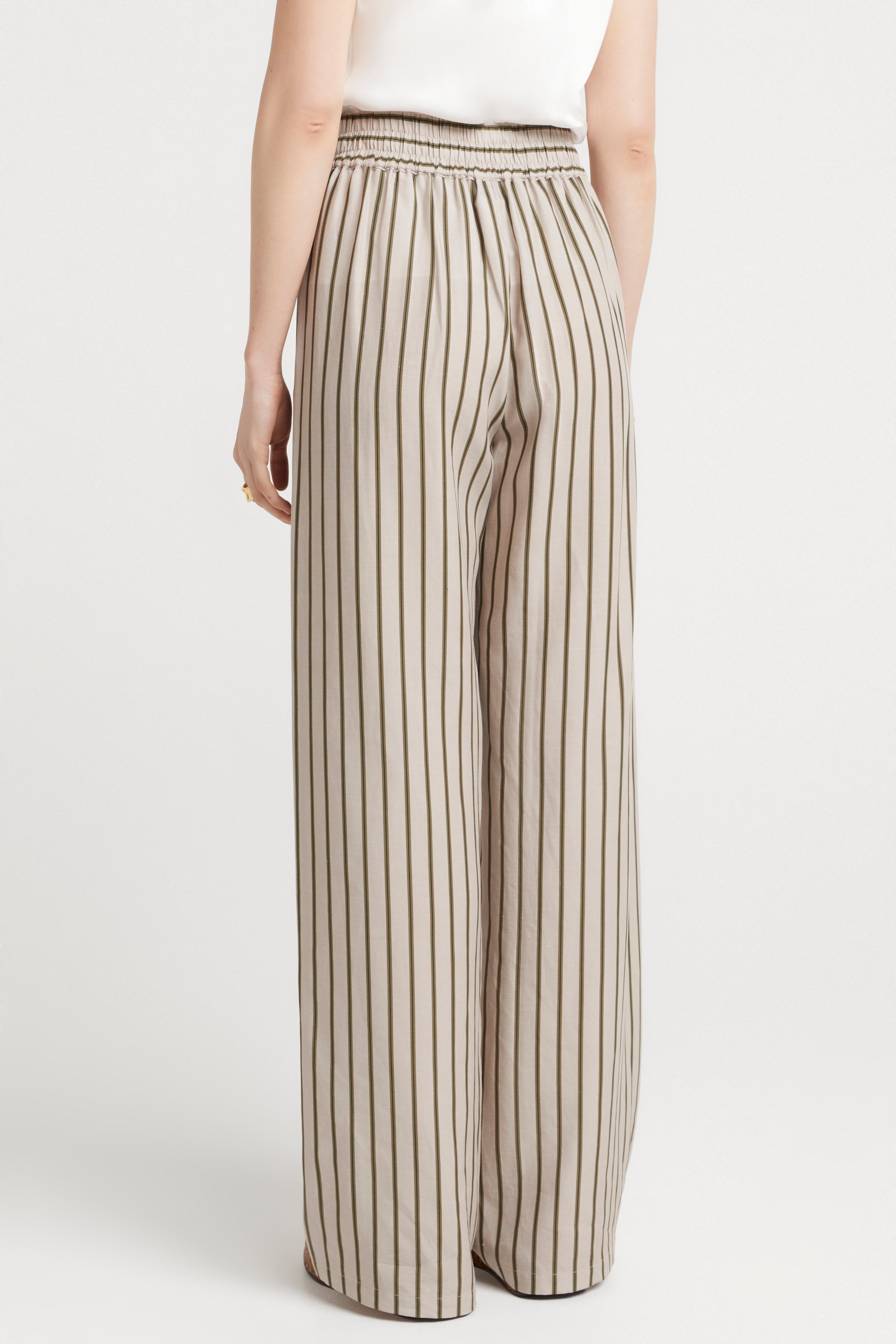 Husk Lea Striped Pants for Women - Comfortable Casual Trousers with Elastic Waist - Perfect for Office, Travel, and Everyday Wear