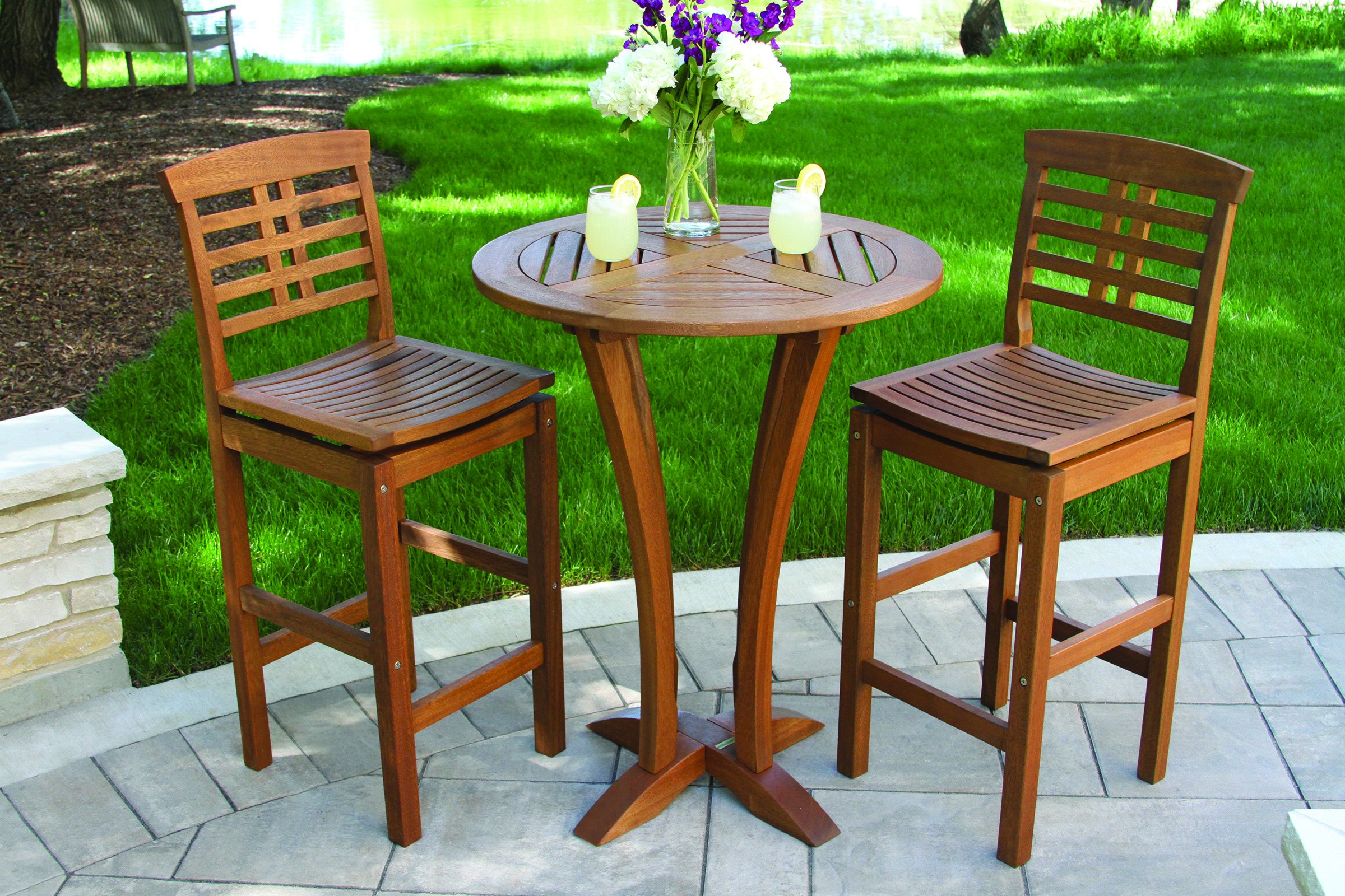 30-Inch Round Eucalyptus Bar Table for Outdoor Dining & Entertaining – Perfect for Patio, Deck, and Garden Gatherings