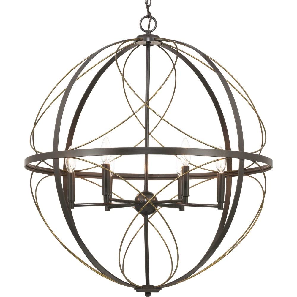Brandywine Collection 6-Light Farmhouse Sphere Pendant Light in Silver Ridge - Perfect for Kitchen Island, Dining Room, and Entryway Lighting