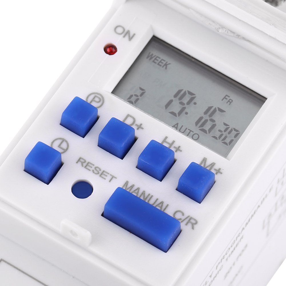 7 Day Digital Timer Switch - Weekly Programmable DIN Rail Mount Timer Relay with 16 On/8 Off Settings (12V) for Home Automation & Industrial Control