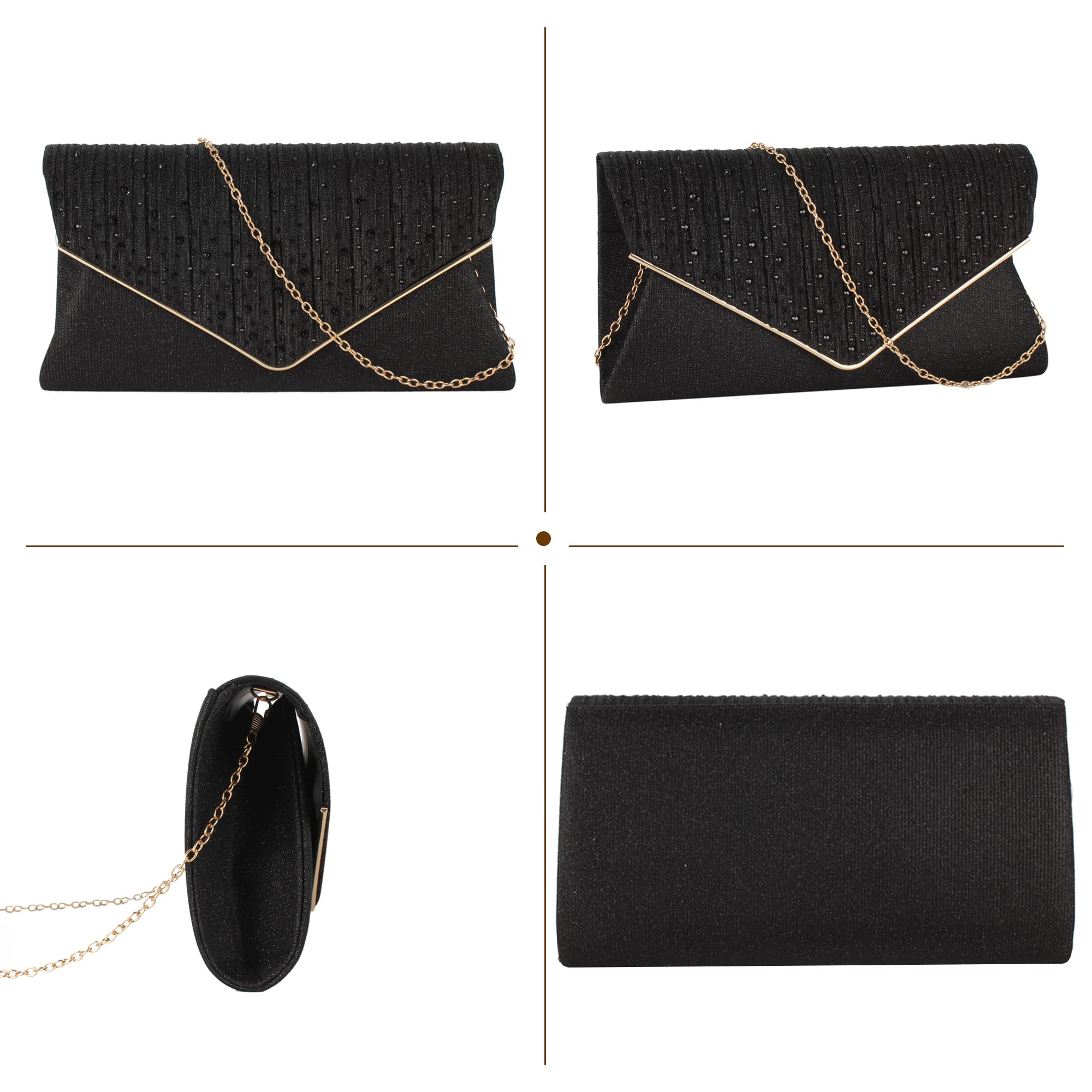 **Aisi Rhinestone Studded Women's Clutch Purse - Elegant Flap Envelope Handbag with Chain Strap for Party, Prom & Evening Events**    *(Perfect for Weddings, Cocktail Parties, Date Nights & Special Occasions)*
