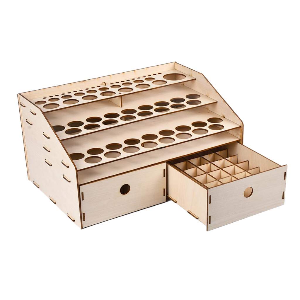 Wooden Paint Holder Organizer - Storage for Pigment & Ink Bottles - Perfect for Artists & Crafters