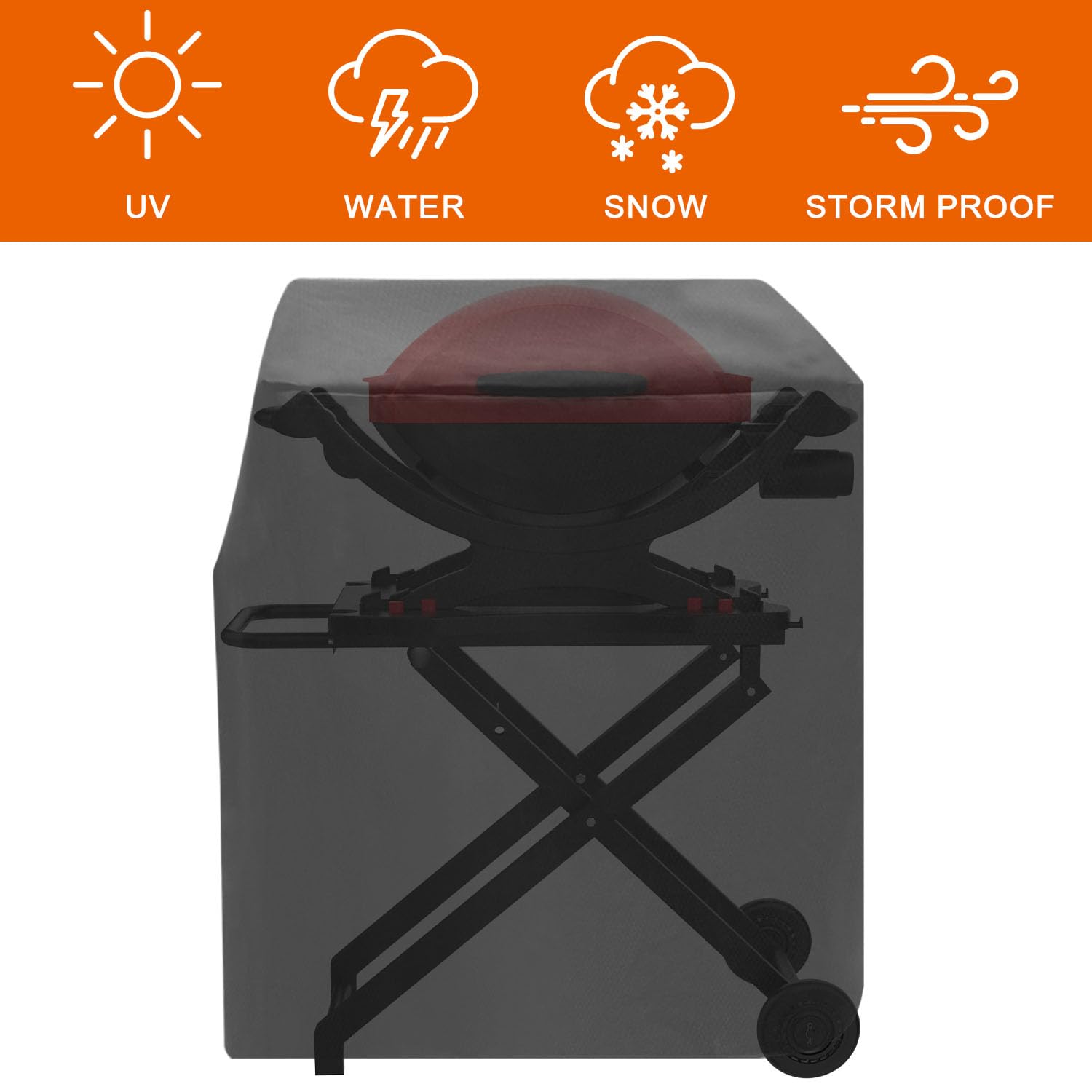 Portable Grill Cart and Cover for Weber Q100 Q1000 Q120 Q1200 Q200 Q2000 Q2200 Series | Folding Stand for Weber Q1400 Q2400 Electric Grills | Replacement for Weber Q Portable Cart | Perfect for Outdoor BBQ, Camping, and Backyard Cooking