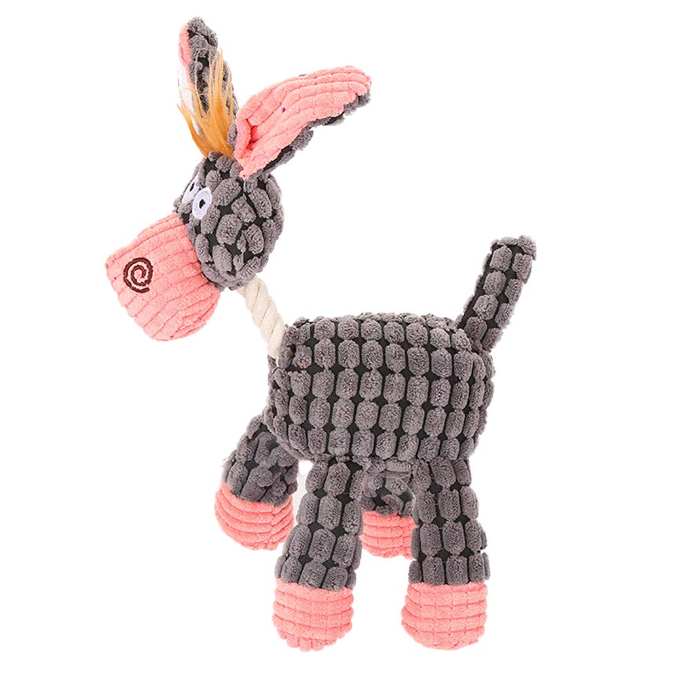 Donkey-Shaped Squeaky Dog Chew Toy for Teeth Cleaning & Play - Durable Grey Pet Chewing Toy for Small & Medium Dogs - Perfect for Interactive Play, Training Rewards & Dental Care