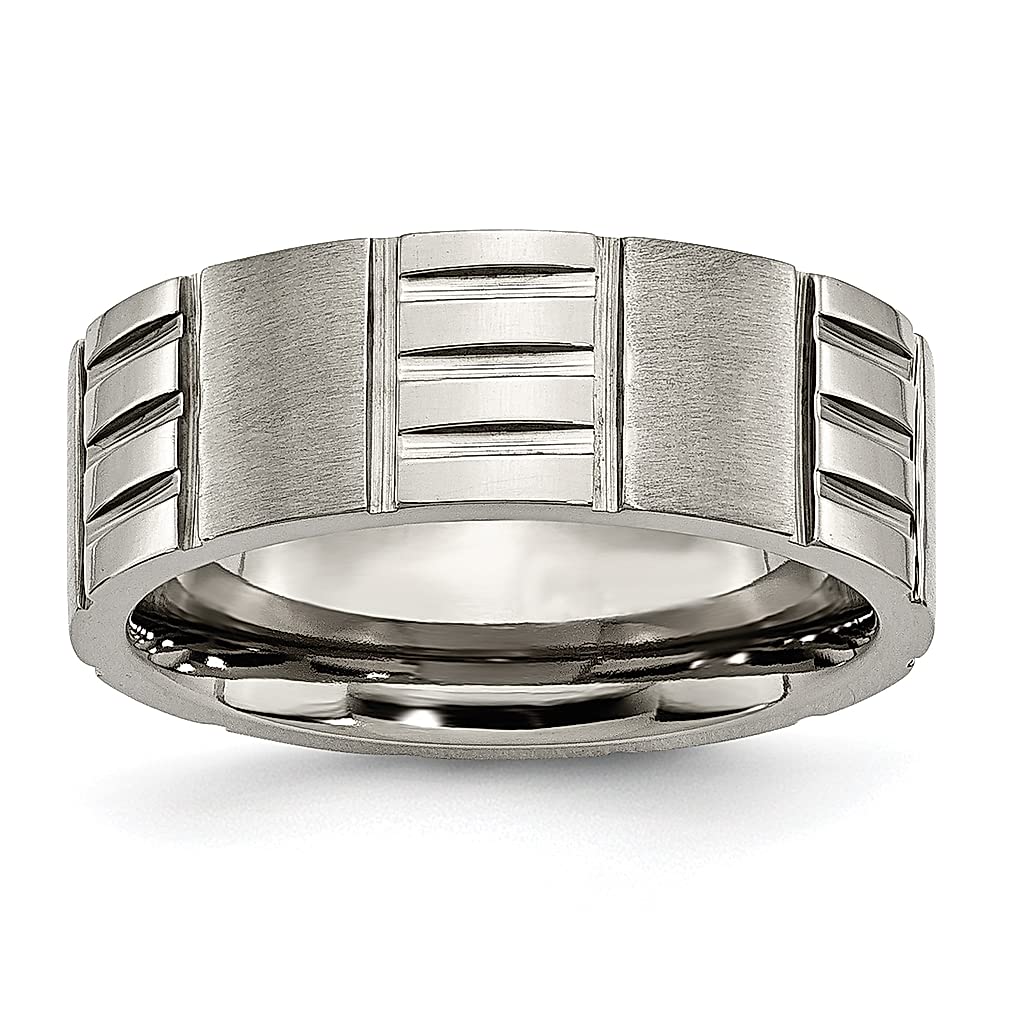ICE CARATS Titanium 8mm Notched Wedding Band - Elegant Fashion Jewelry for Women | Perfect Anniversary, Engagement & Wedding Gift for Her | Ideal for Daily Wear, Special Occasions & Romantic Surprises