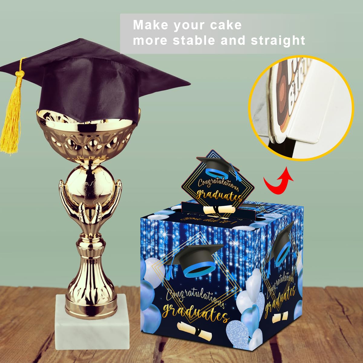 Sirjiera Graduation Money Box - Cash Gift Pull Surprise Box for Graduation Gifts (Men & Women) - Fun Graduation Party Decor in Black & Blue - Includes 35 Plastic Bags - Perfect for Graduation Parties, Gifts & Celebrations