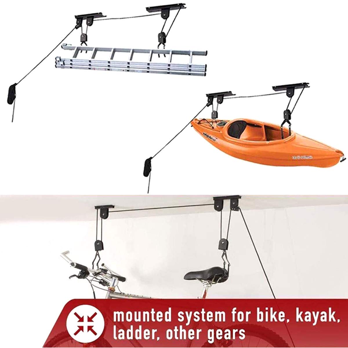 **DEALPEAK Ceiling-Mounted Bike Lift - Heavy Duty Bike Hoist for Garage Storage, Space-Saving Hanging Rack for Indoor Bicycle Organization (Perfect for Home, Garage, or Apartment Storage)**